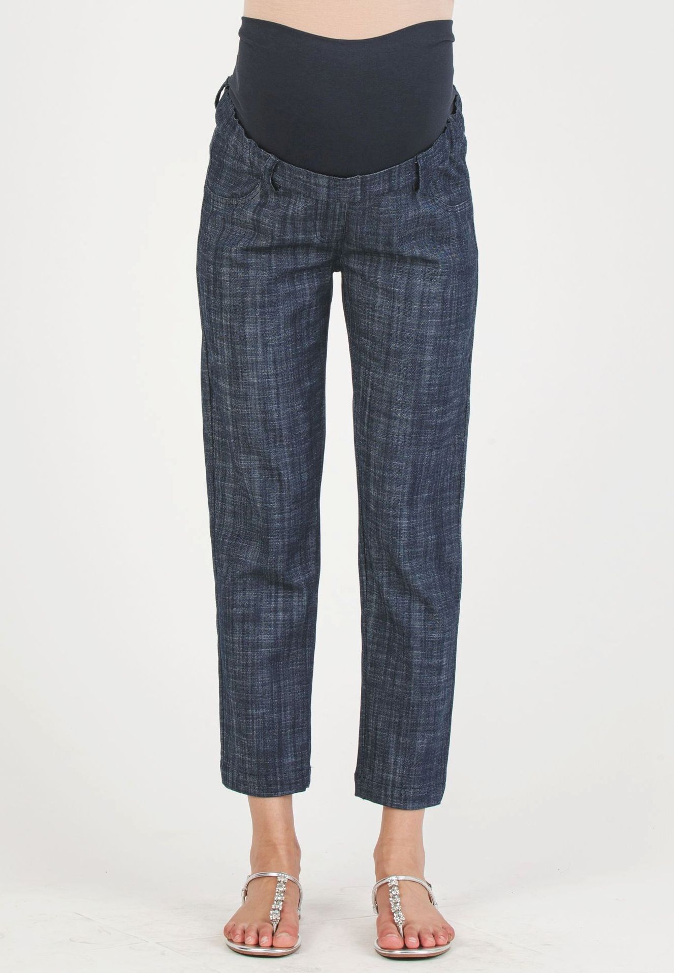 STEPH J - Boyfriend Premaman in Finto Jeans (Blu, XS)