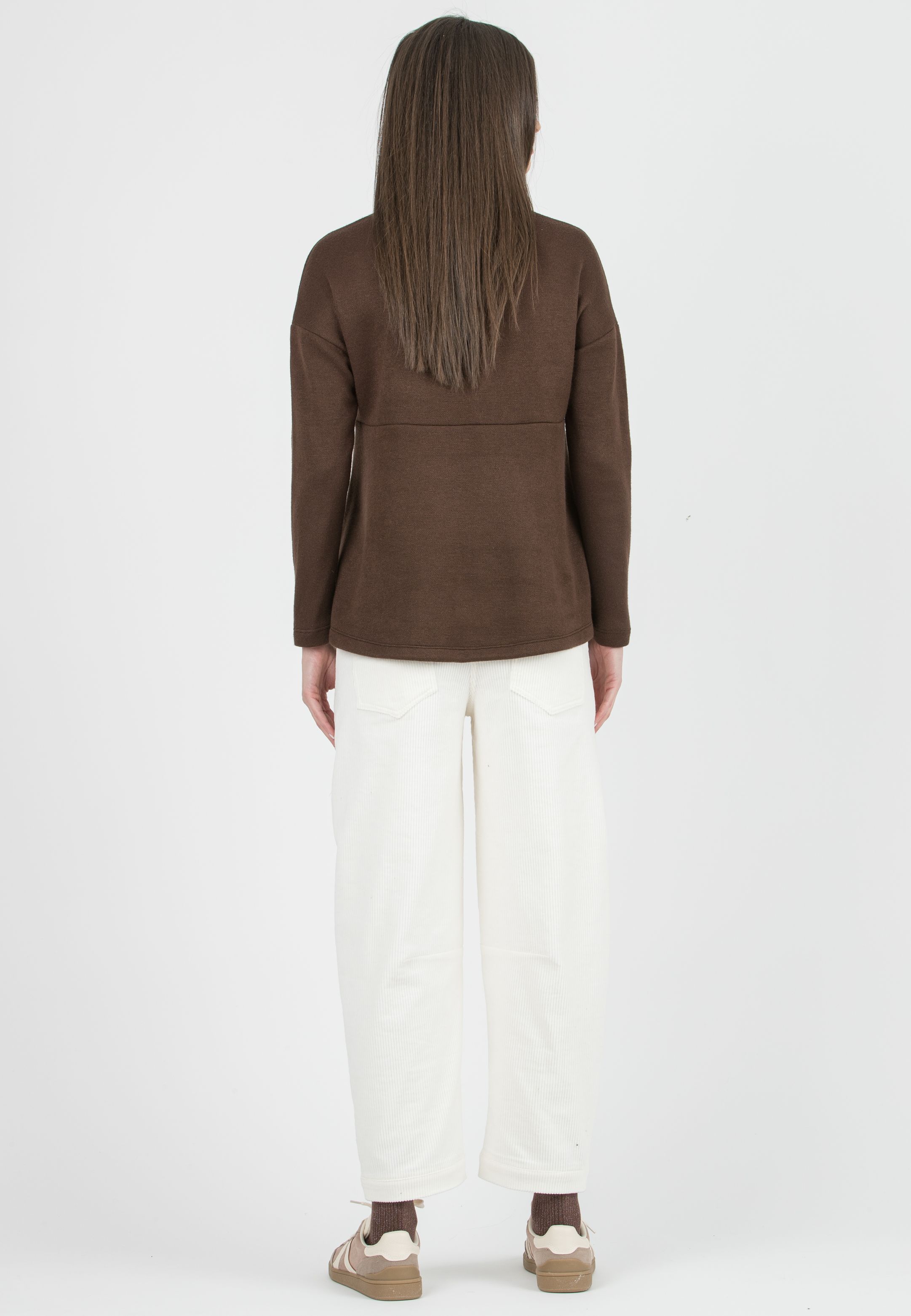 ASTRID - Maternity & Nursing Turtleneck Sweater with Shirt Insert (Marrone)