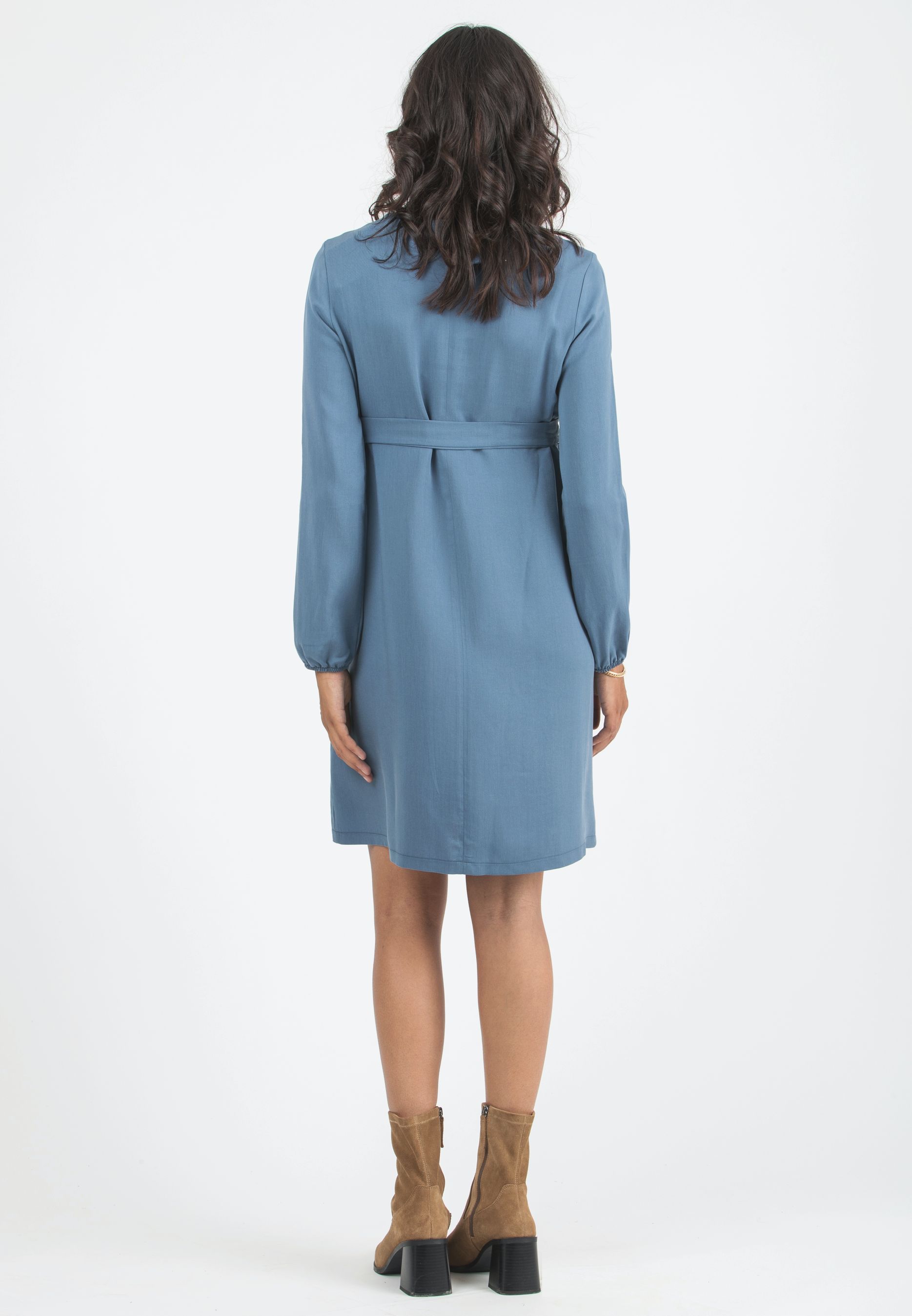 MOLLY - Tencel Maternity Dress with Wrapped Skirt (Denim, XS)