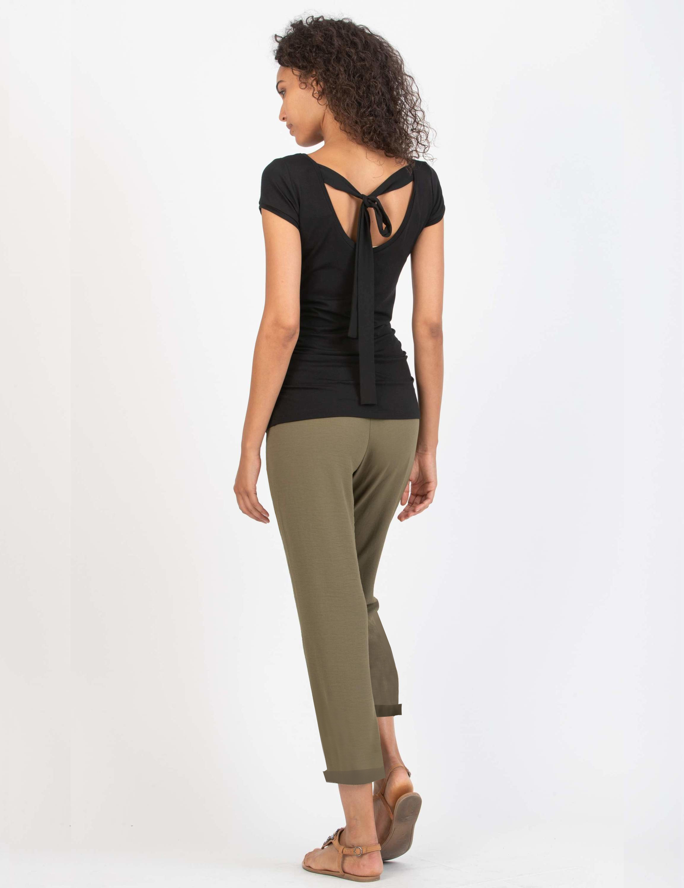 SILVIA F - Pantalone Premaman Jogger in Tela (Verde Militare, XS)