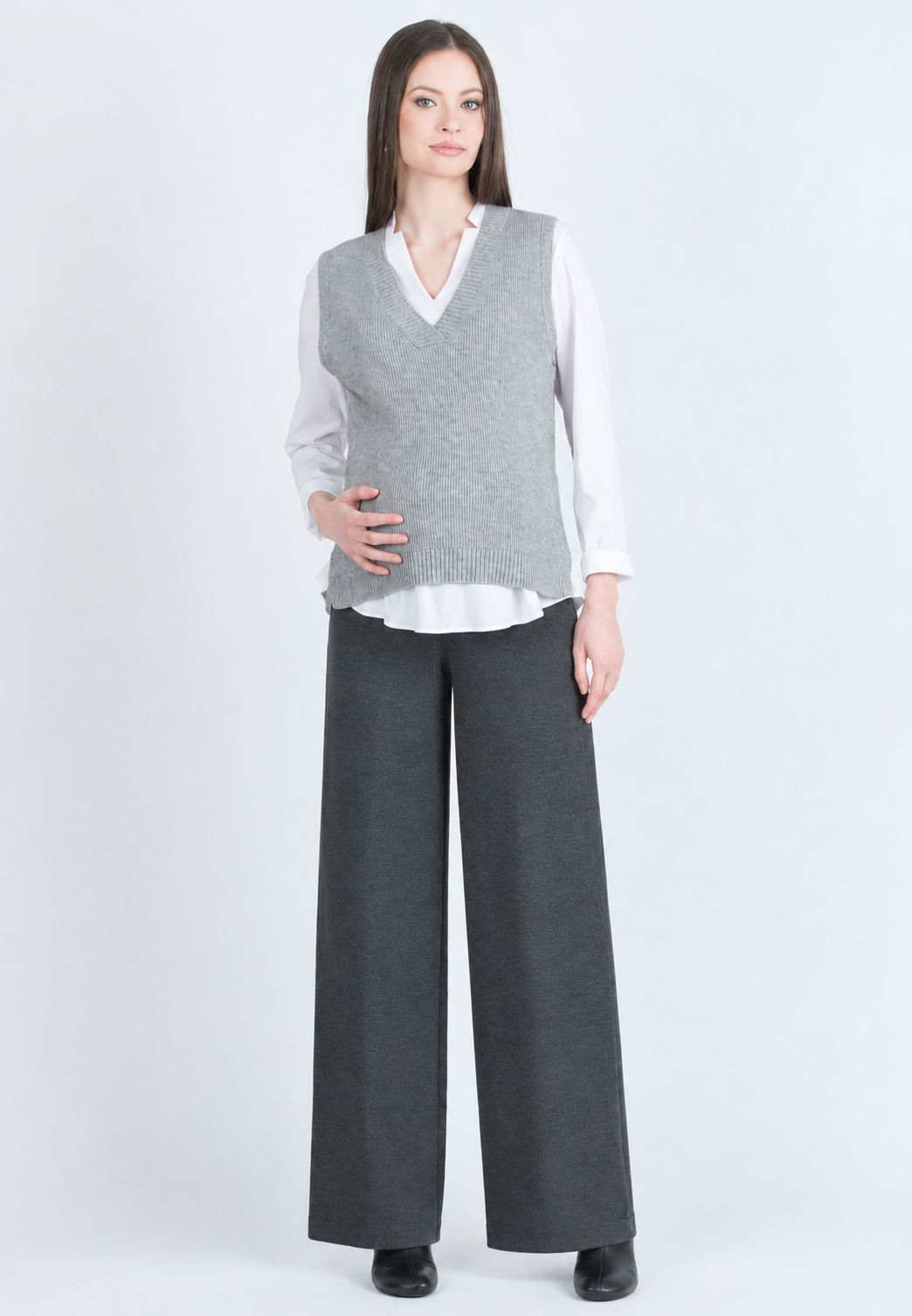 KIMBERLY P – Maternity Palazzo Trousers in Winter Punto Milano (Antracite)