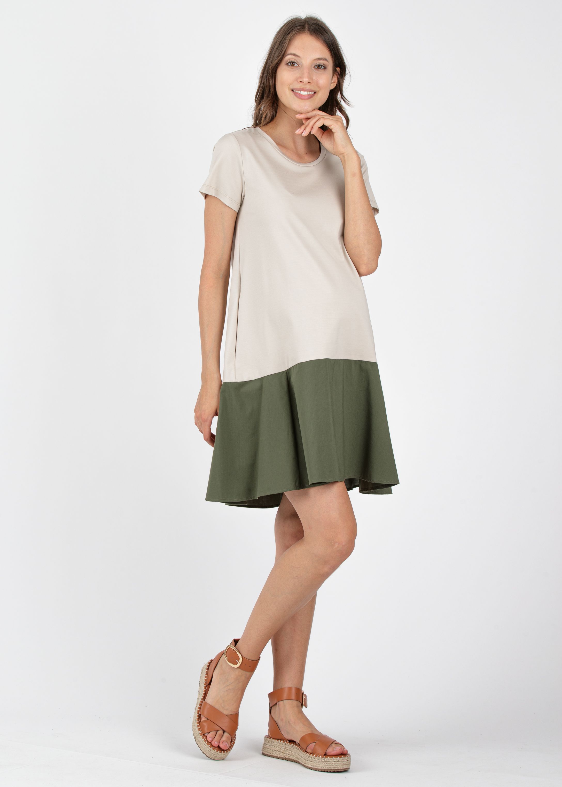 Abito Premaman in Punto Milano Leggero con Balza (Naturale, XS)