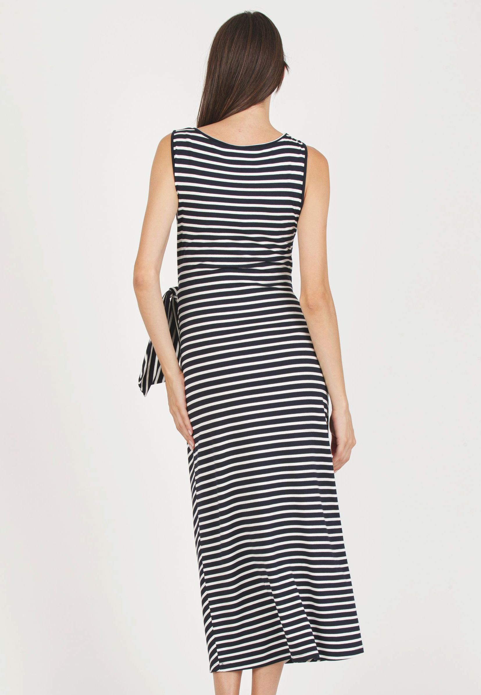 KAREN R - Abito Premaman a Righe con Nodo Laterale (Blu Scuro, XS)
