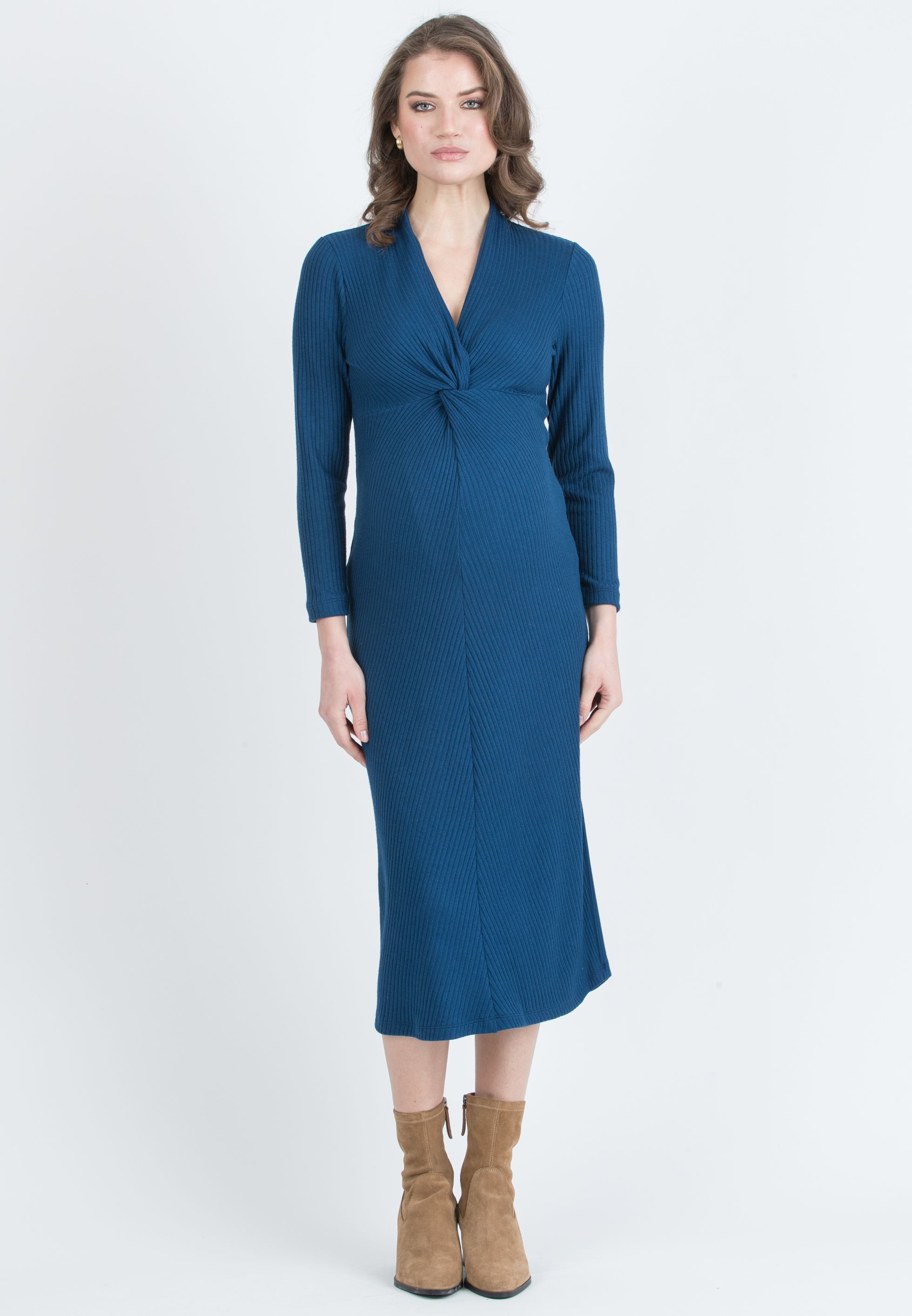 ISSA M/L – Abito Premaman & Allattamento in Maglia a Costina con Nodo (Ottanio)