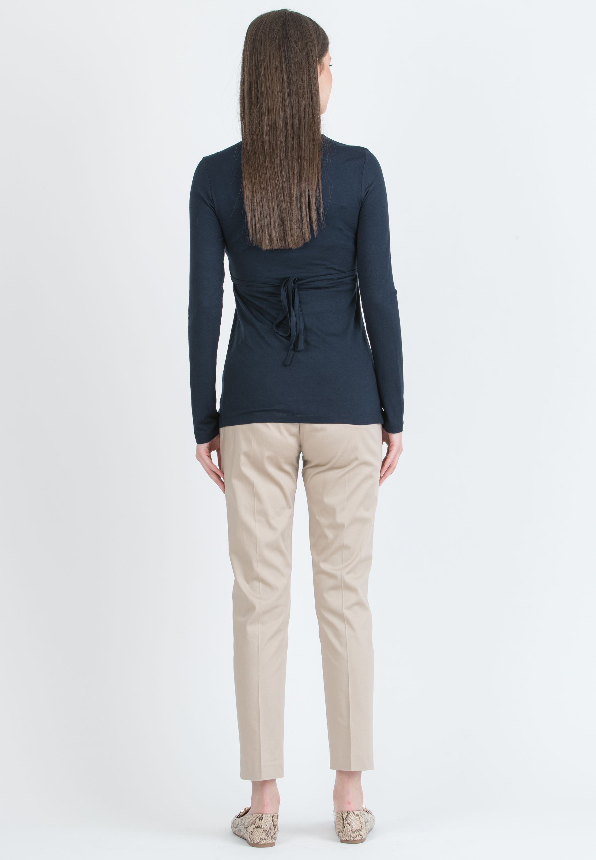 MARGHERITA M/L - Maternity and Nursing Crossover T-shirt with Strings (Blu Scuro)