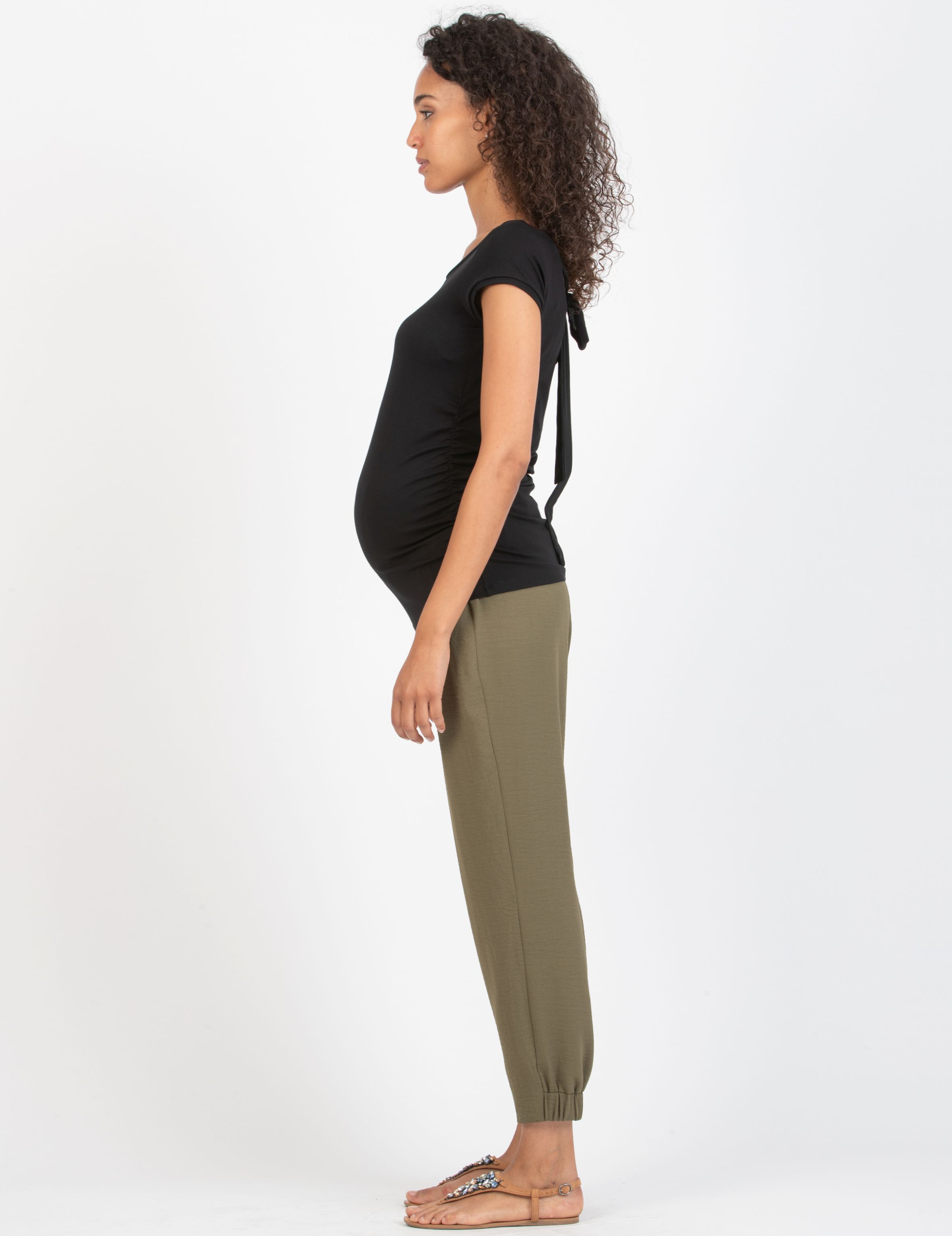 GIUDITTA - Maglietta Premaman con Fiocco sulla Schiena (Nero, XS)