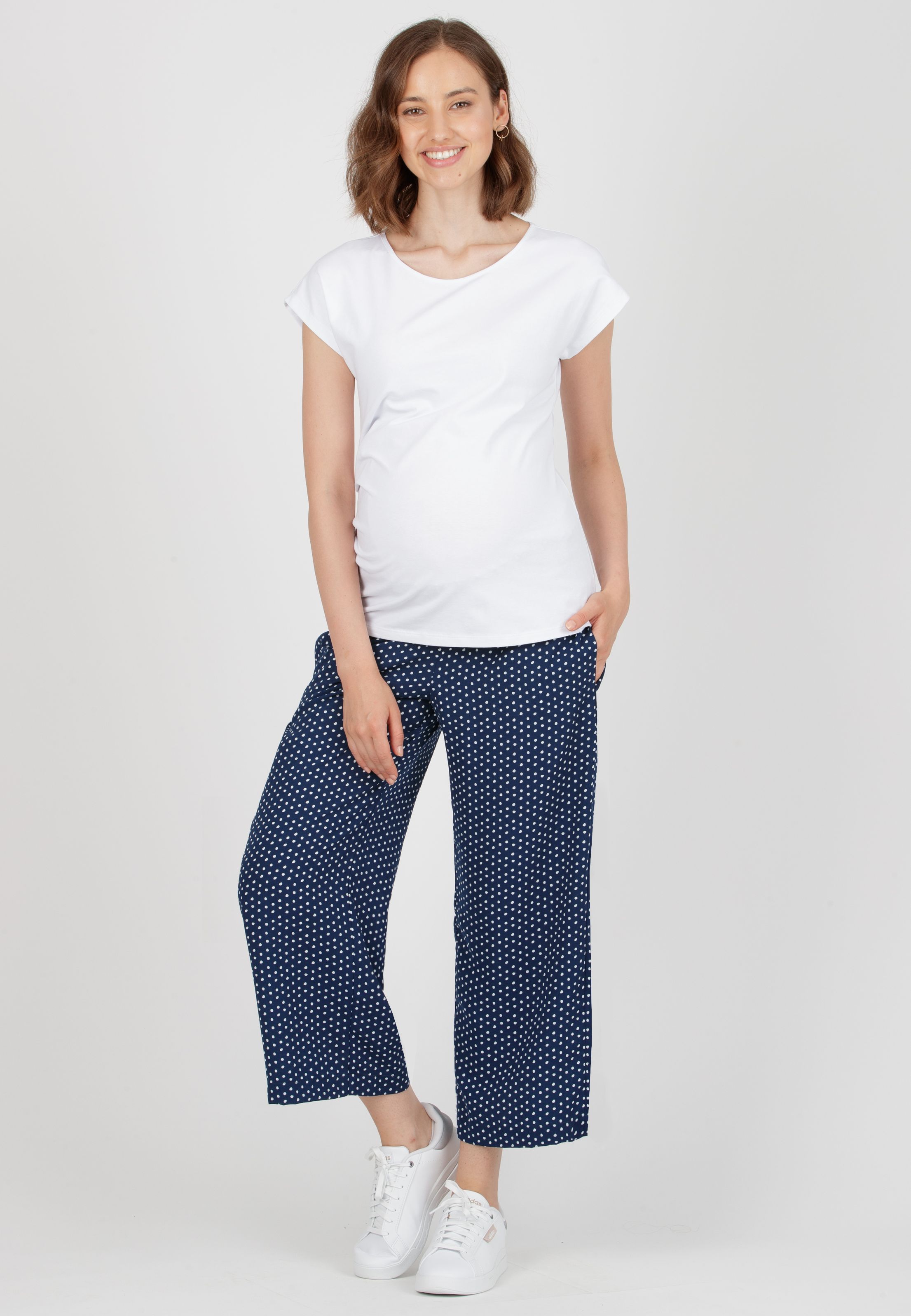 MARZIA - Maternity T-Shirt with Pleats on the Side (Bianco  Ottico)
