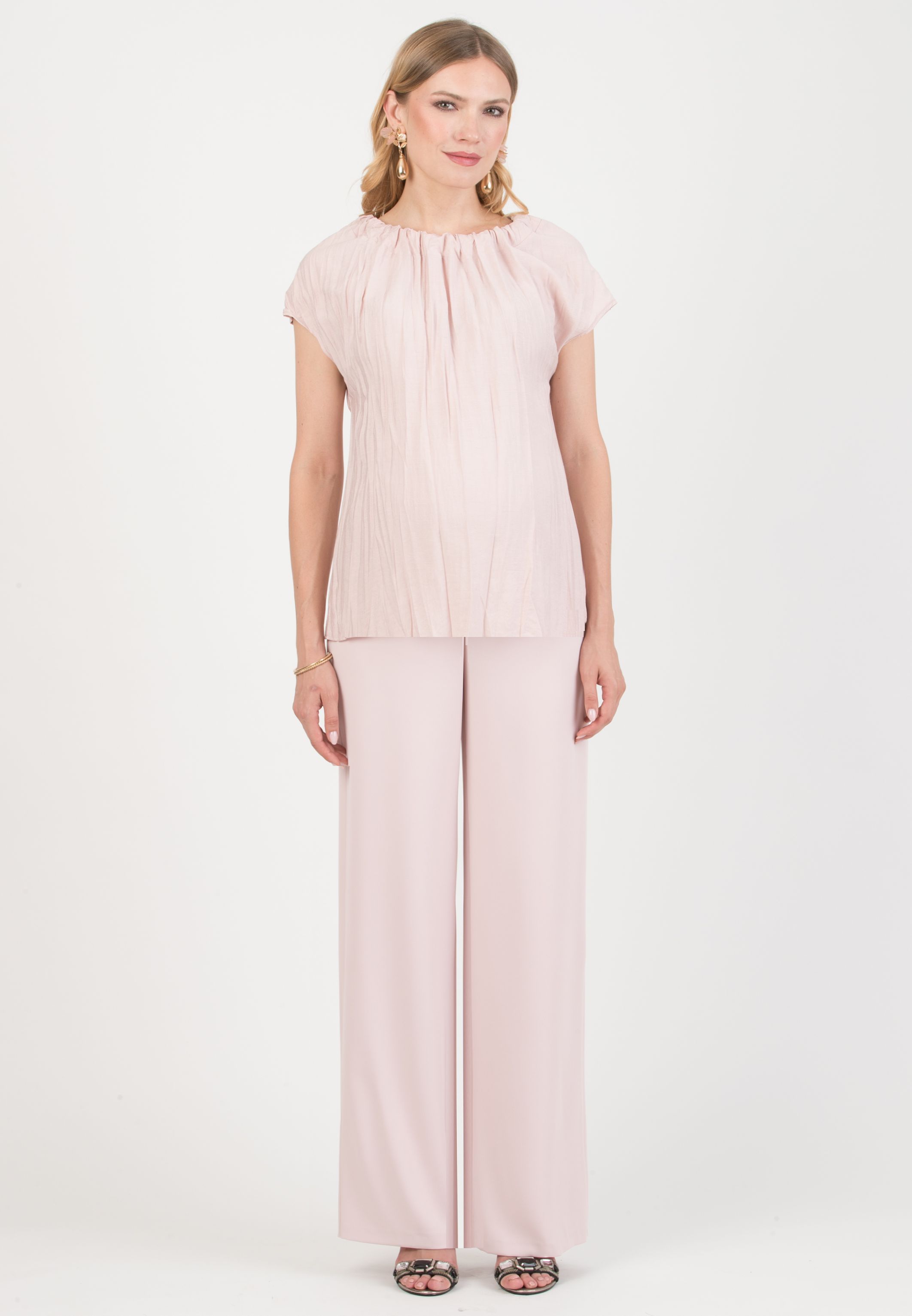 KIMBERLY – Maternity Palazzo Trousers in Cady (Rosa)