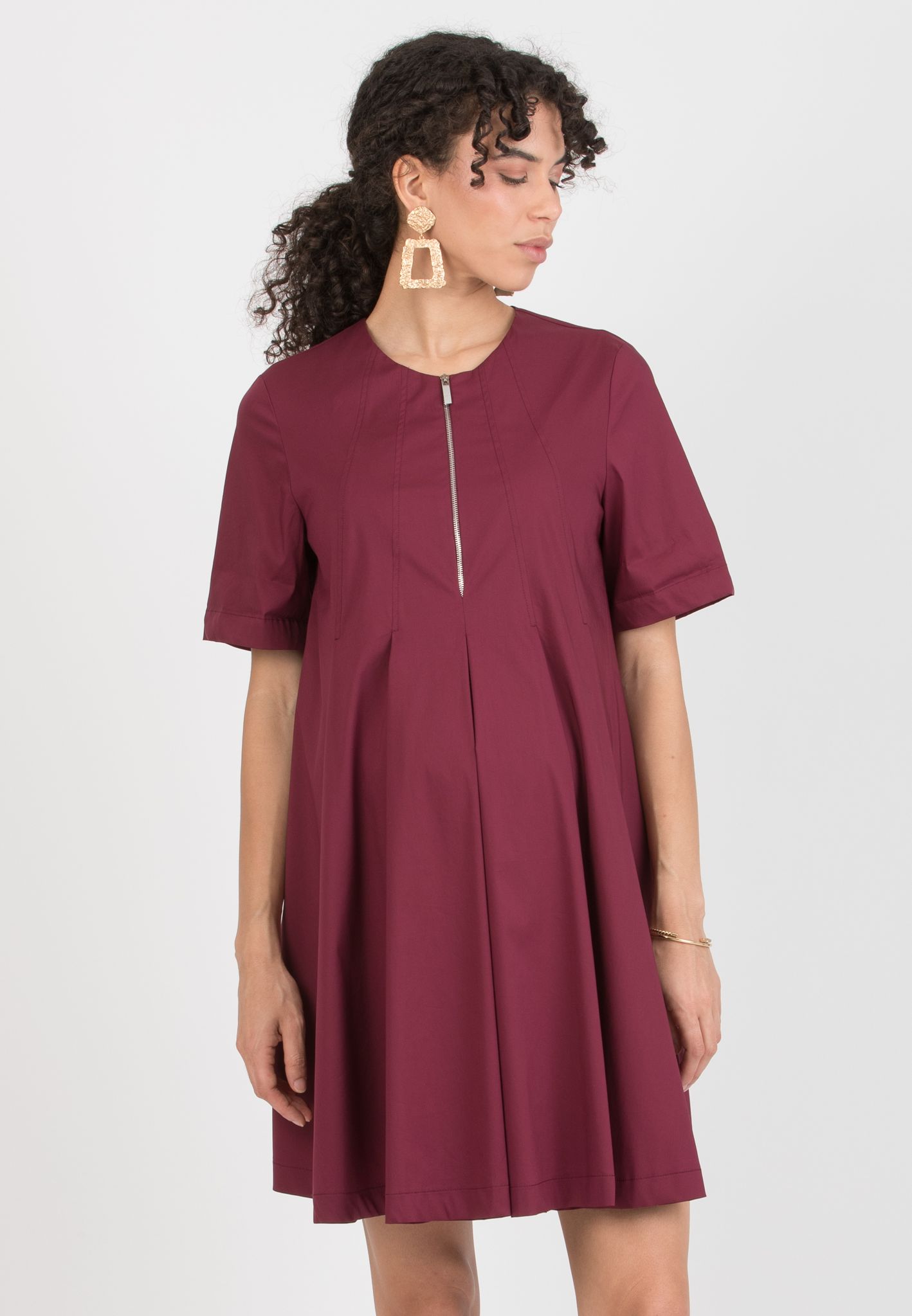 JULIET - Abito Premaman & Allattamento in Cotone Stretch (Bordeaux, XS)