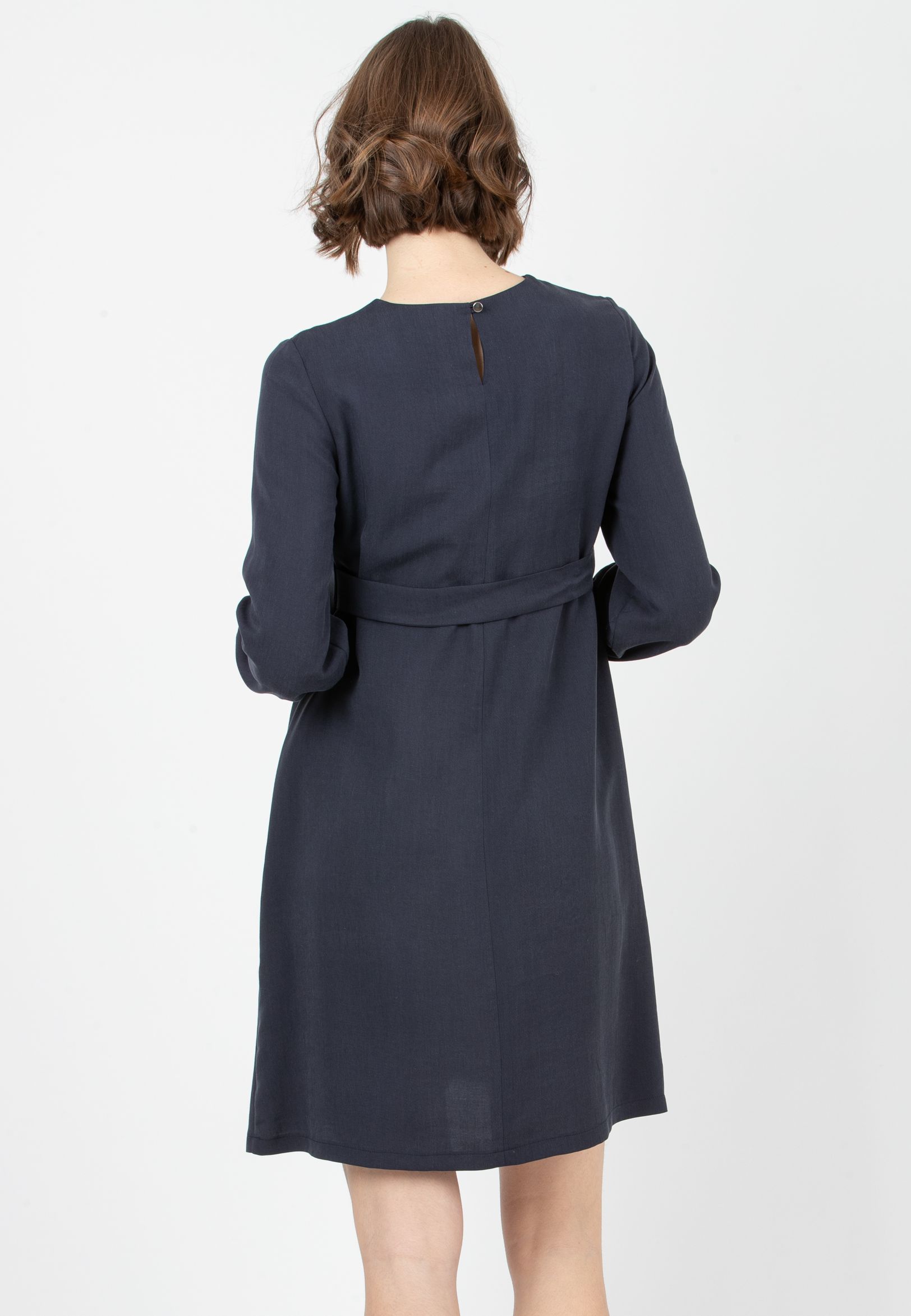 MOLLY - Tencel Maternity Dress with Wrapped Skirt (Blue, XS)