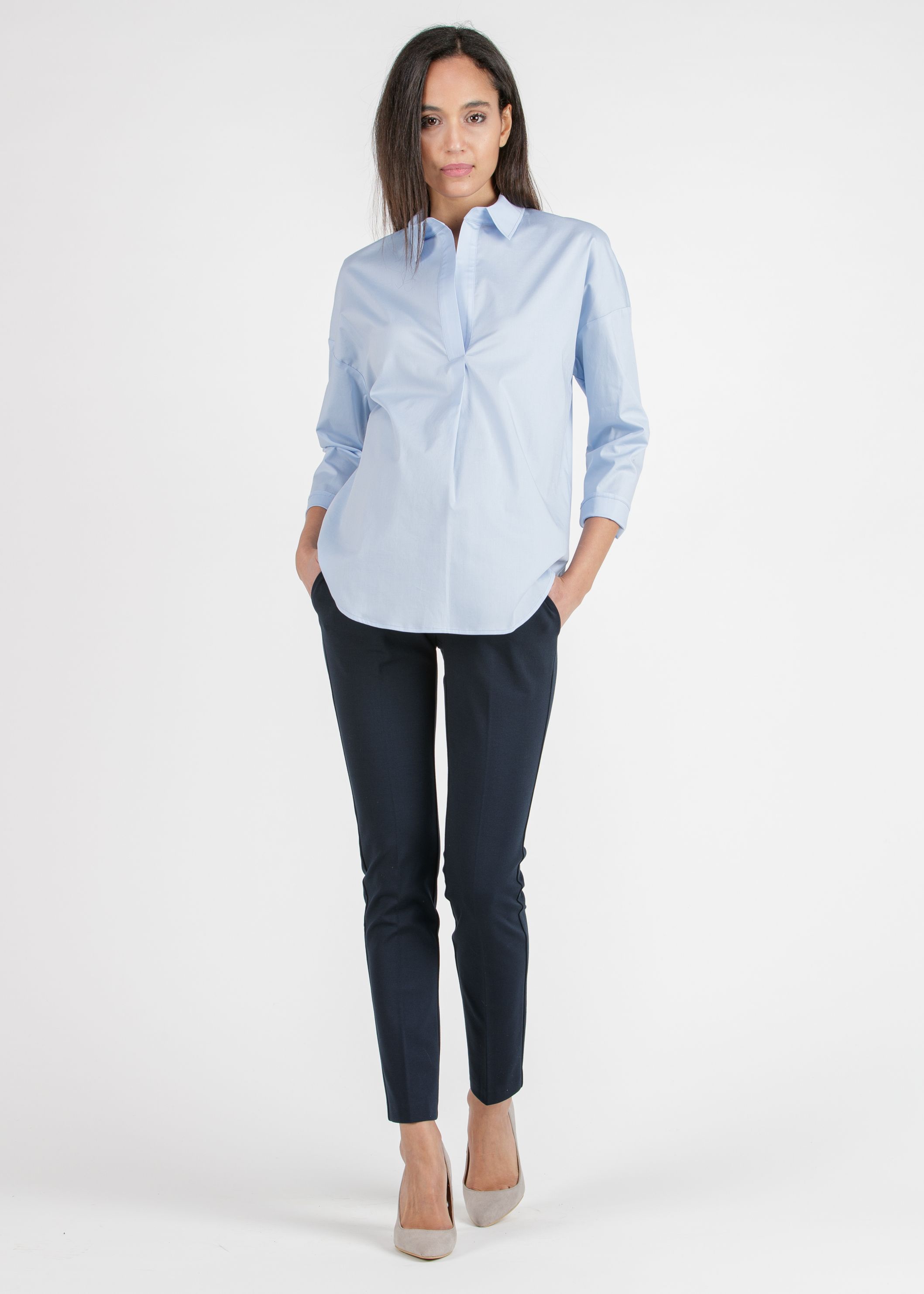 ELISA - Pantalone Premaman a Sigaretta in Punto Milano Invernale (Blu, XXS)