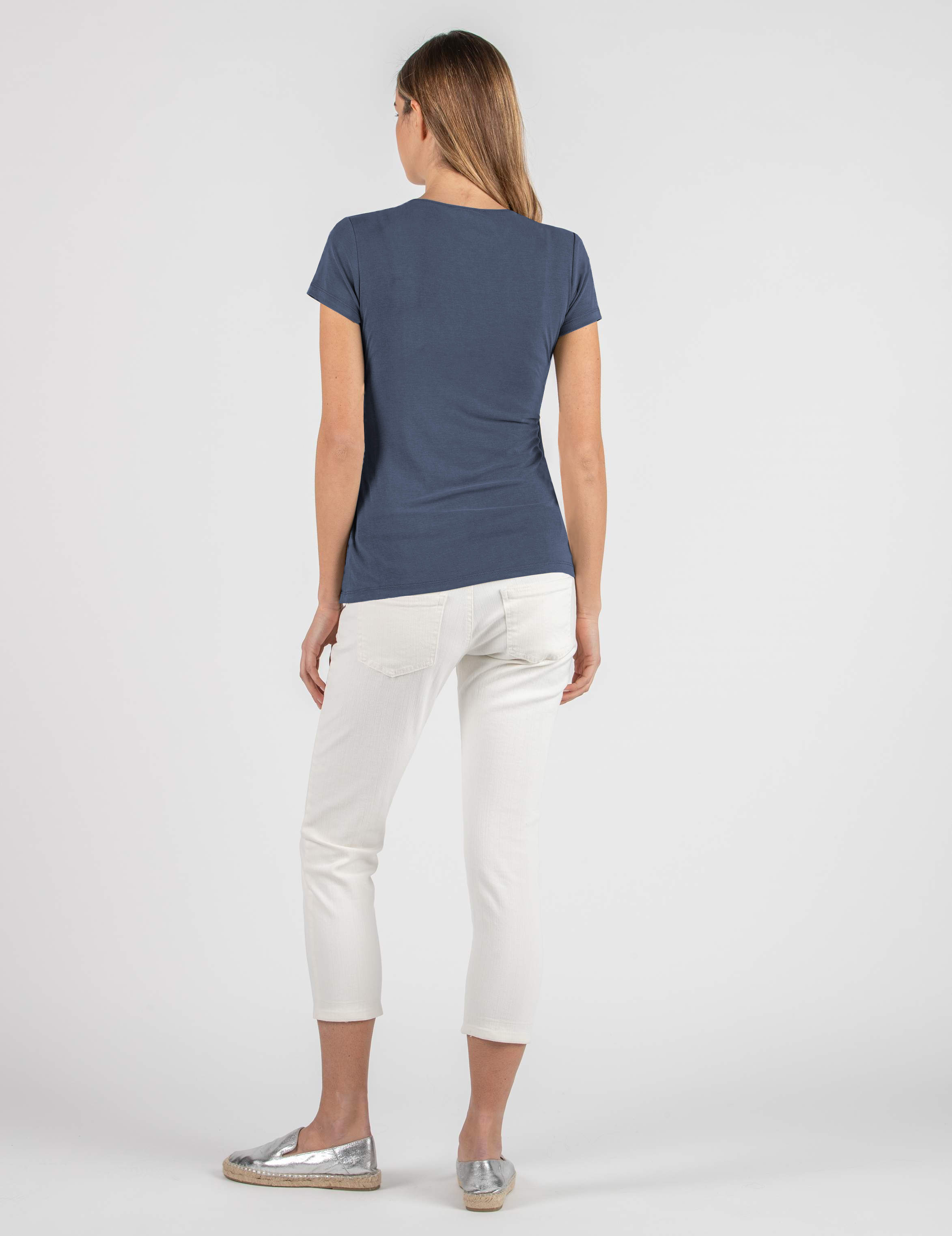 T-shirt Premaman & Allattamento Incrociata in Modal (Blu, XS)