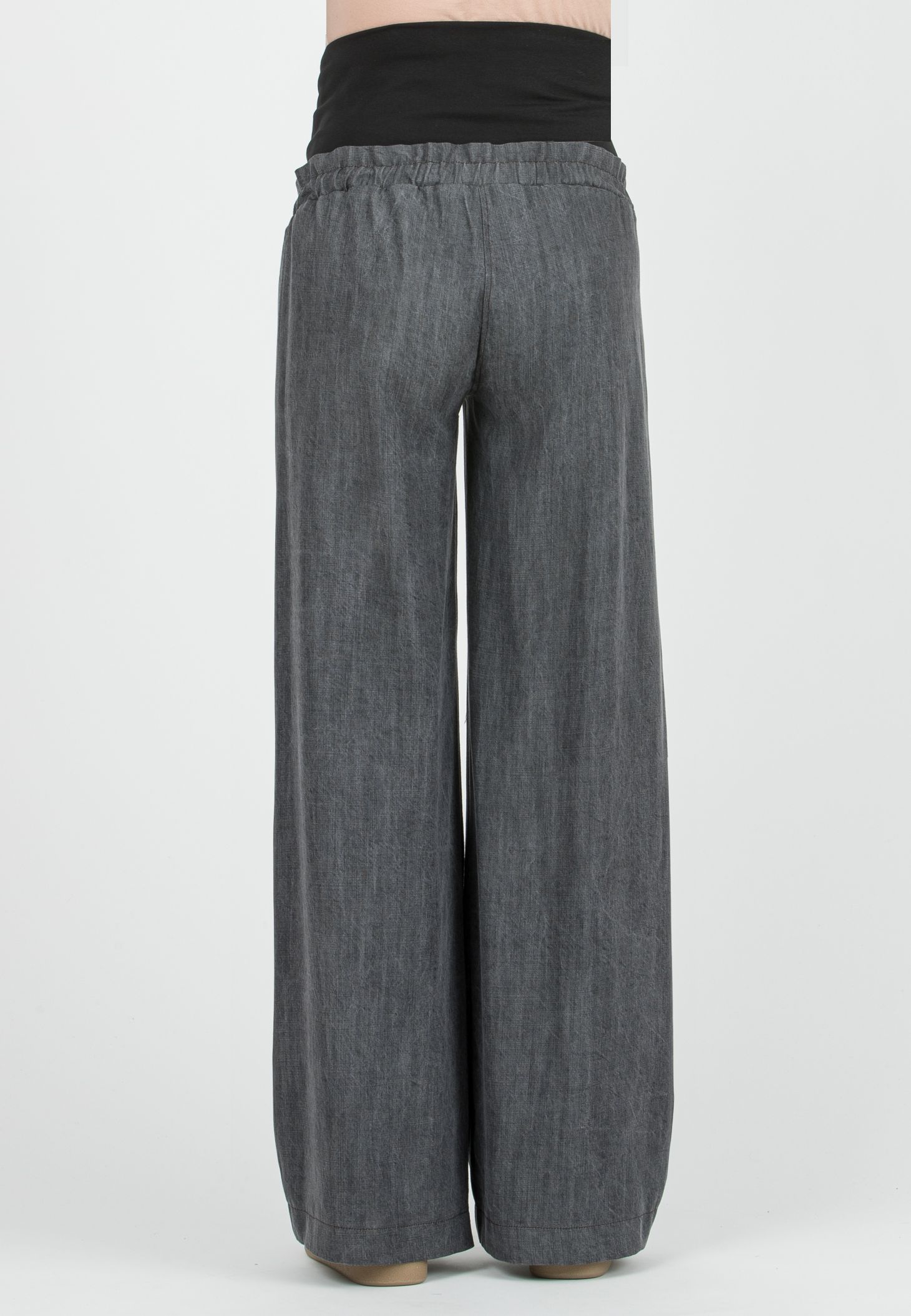 GUENDALINA J - Jeans Premaman a Palazzo con Vita Bassa In Lyocell Denim (Grigio Melange, XS)