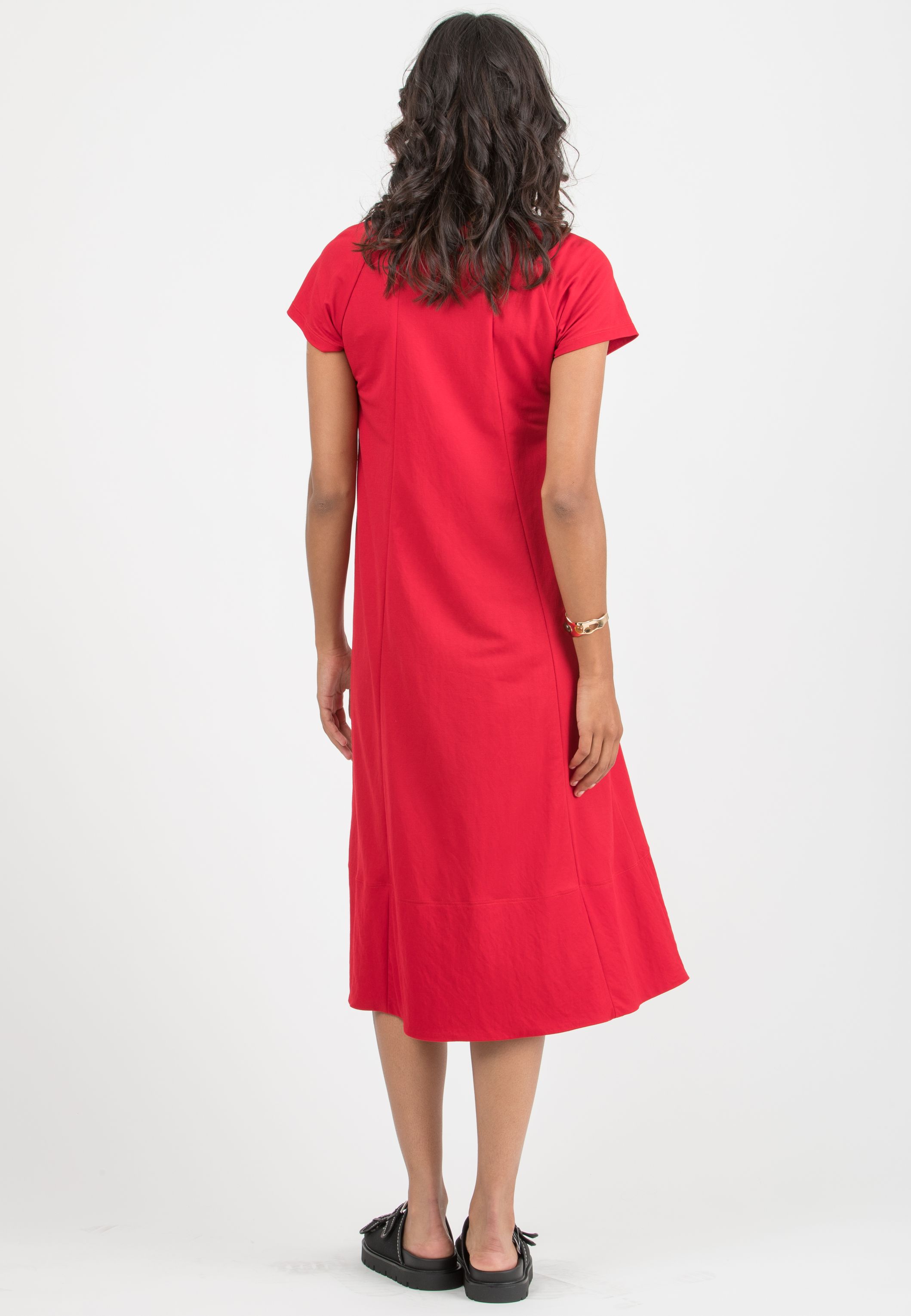 LICIA MIDI - Abito Midi Premaman & Allattamento in Viscosa (Rosso, XS)