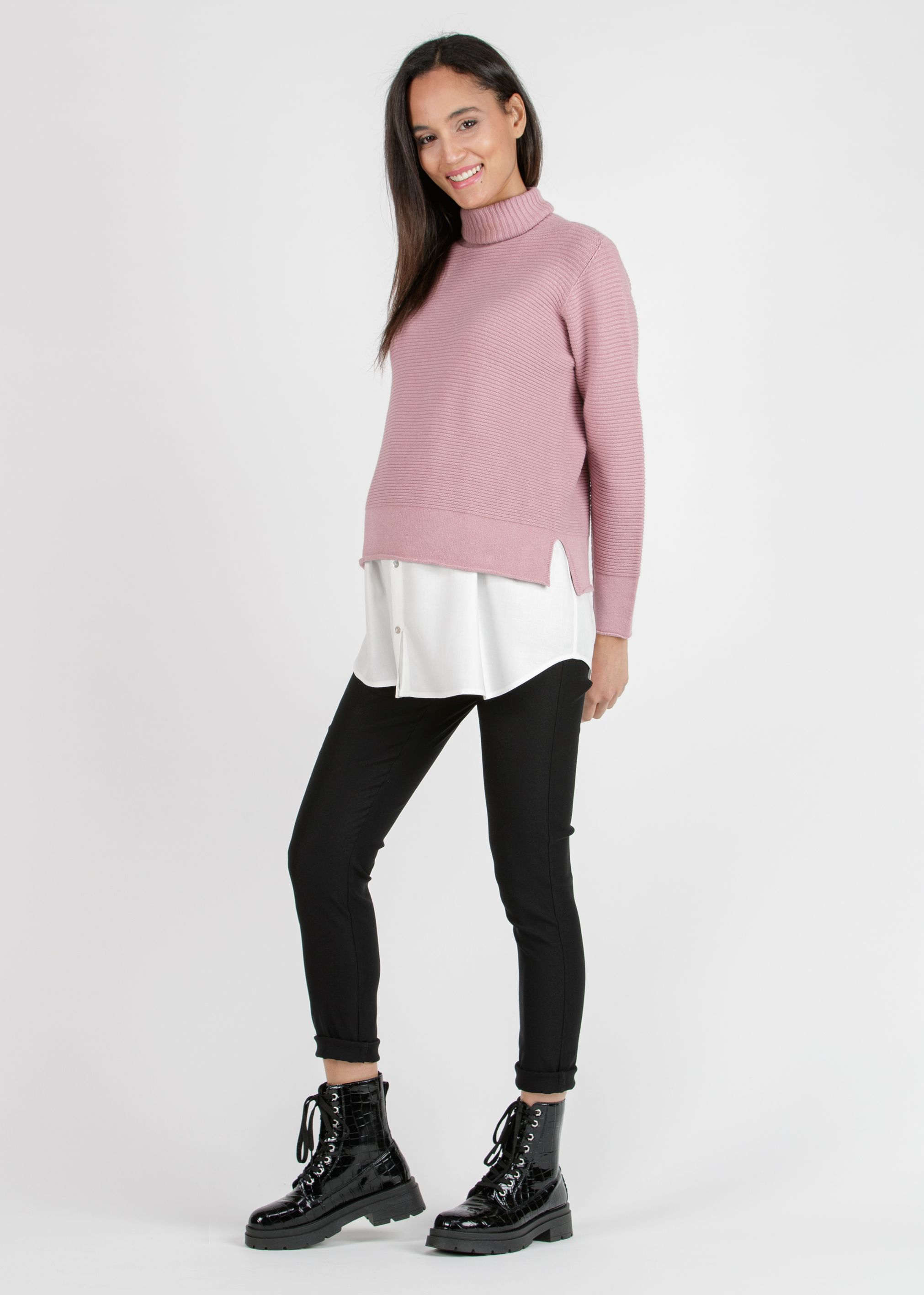 MARIANNA - Maglioncino Premaman & Allattamento con Top in Viscosa Abbinato (Rosa Confetto, XS)