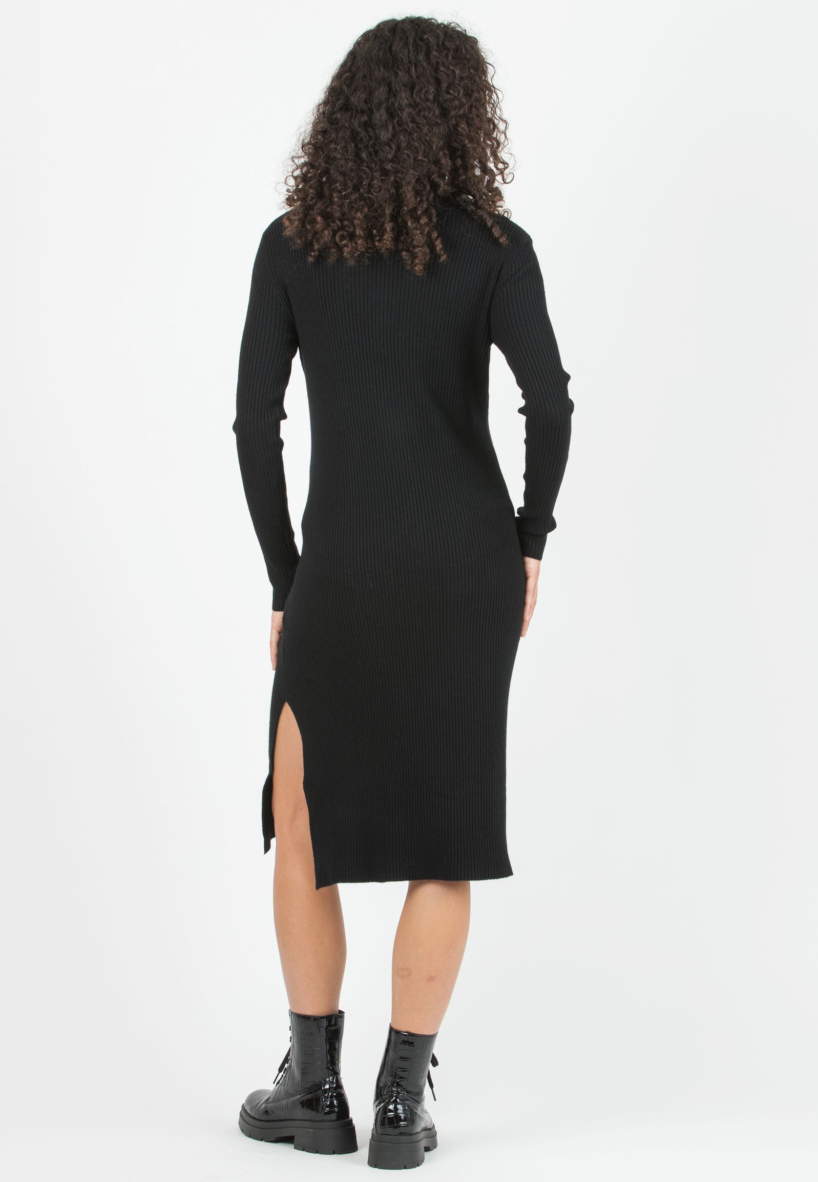 CELESTE - Tubino Premaman in Maglia a Costina (Nero)