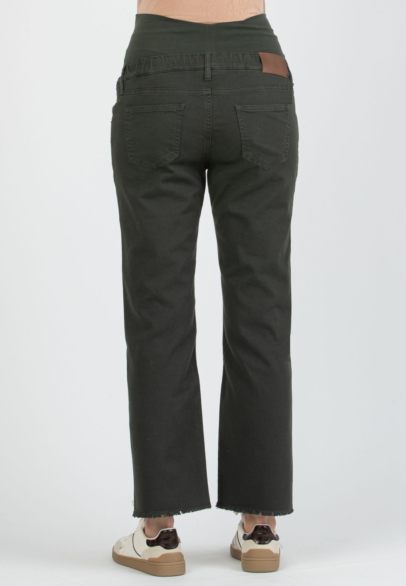 GIADA - Colorful Maternity Straight Jeans with Fringed Hem (Verde)