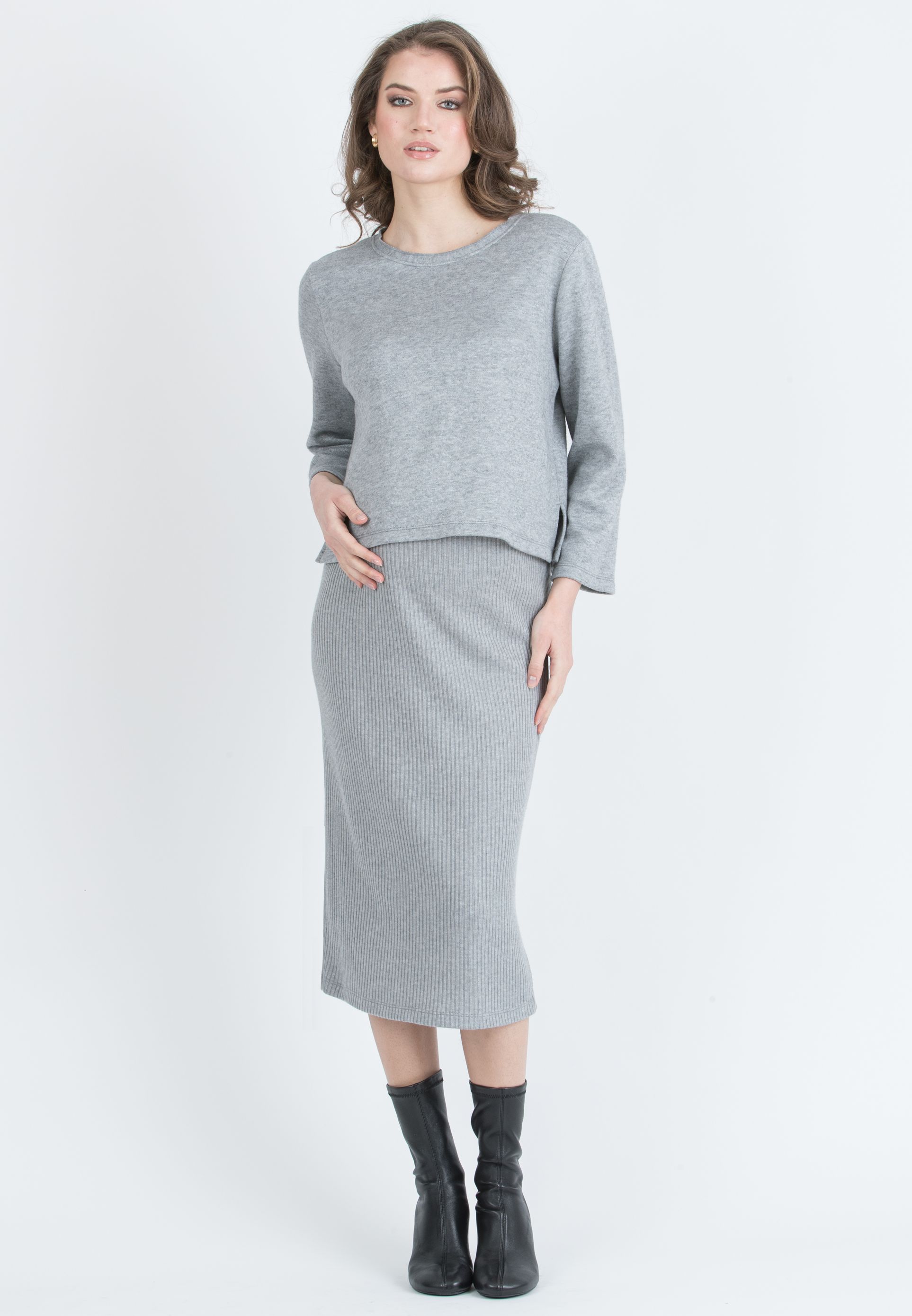 BAILEY - Maternity Sweater with Back Bow (Grigio Chiaro)