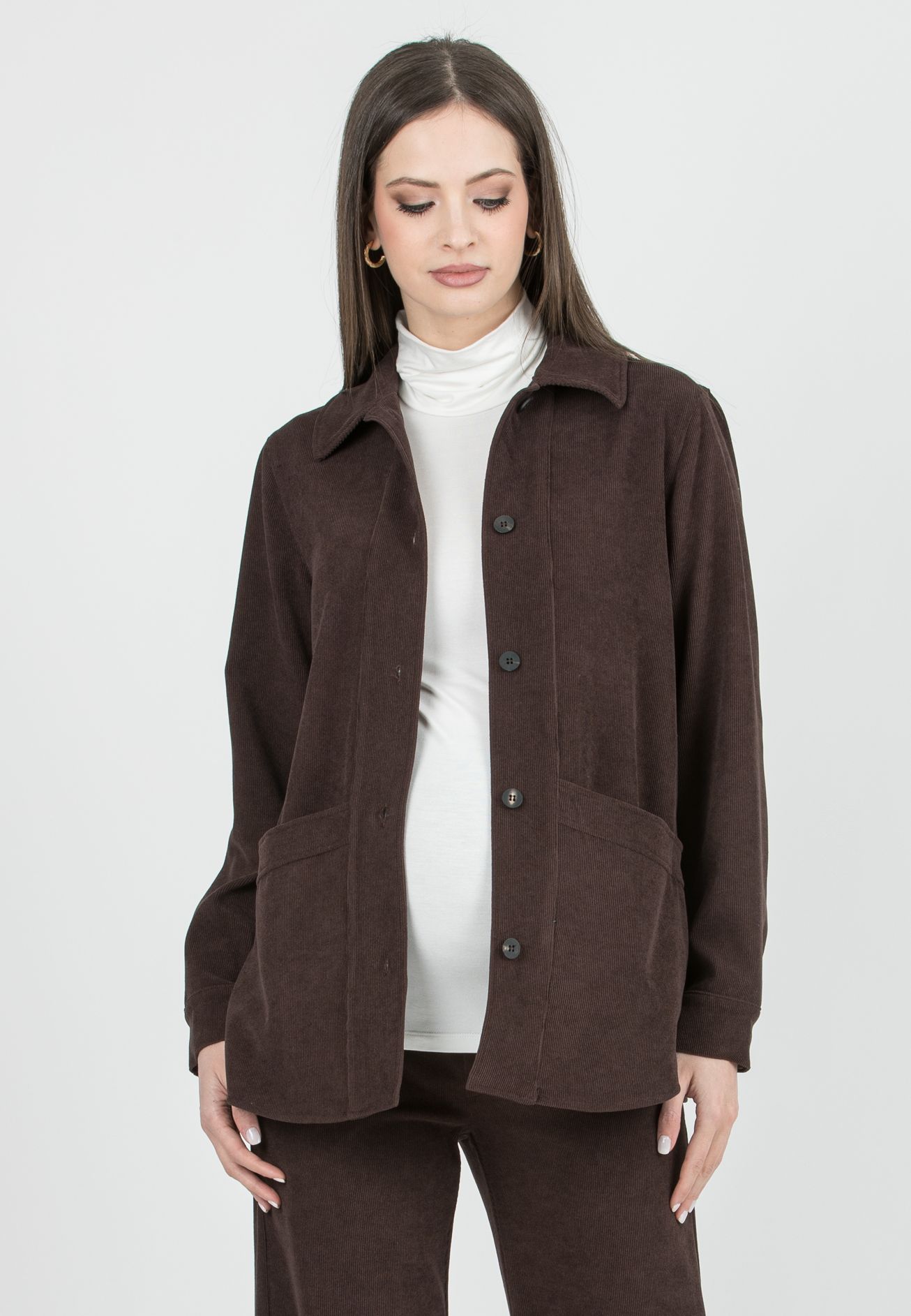 ELETTRA – Maternity Jacket in Velvet (Marrone)