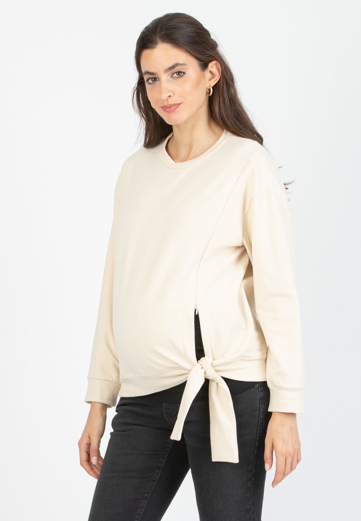 SUSI - Maternity & Nursing Sweatshirt with Hidden Zips (Naturale)