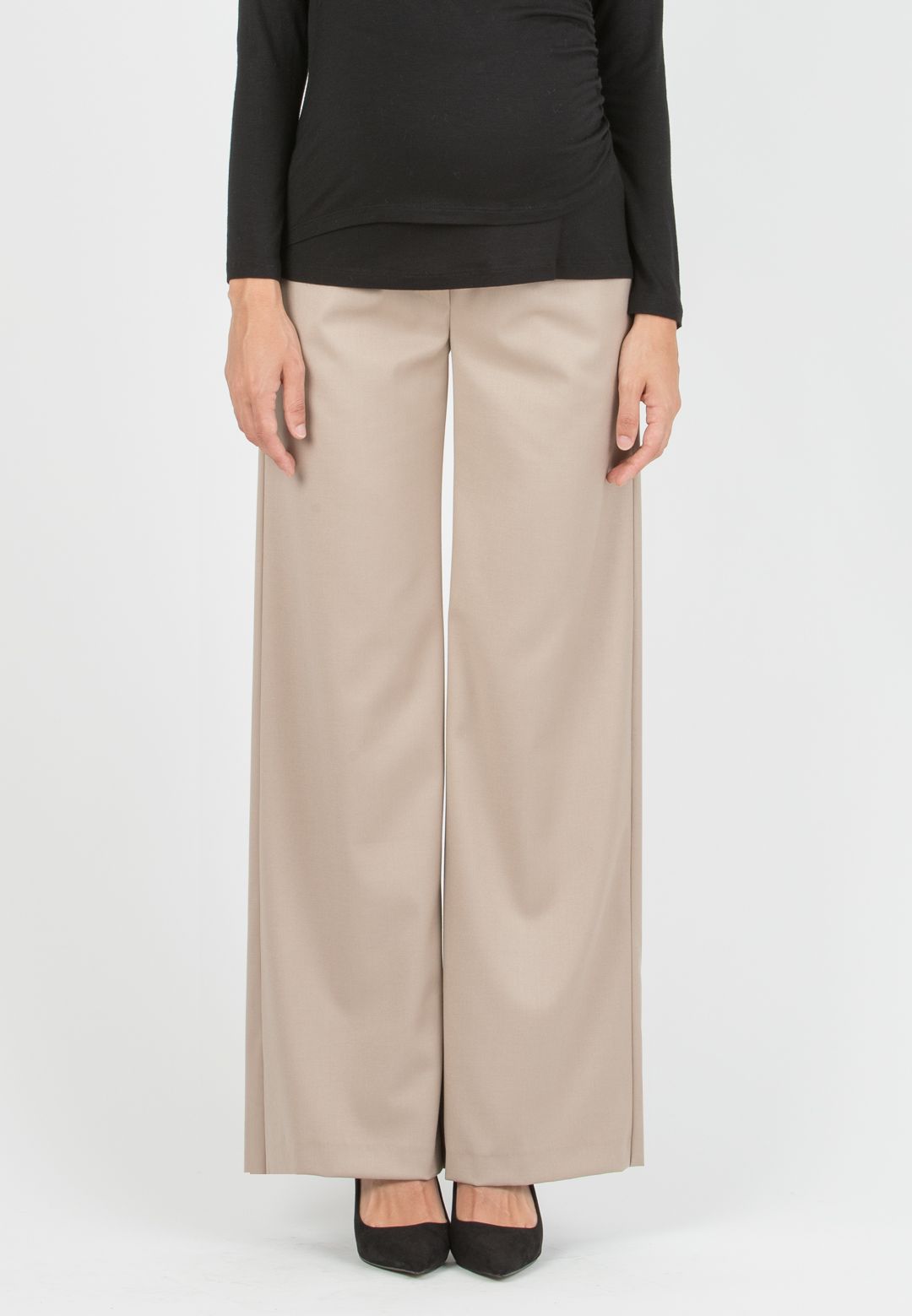 NAOMI P - Pantaloni Palazzo da Ufficio (Beige)
