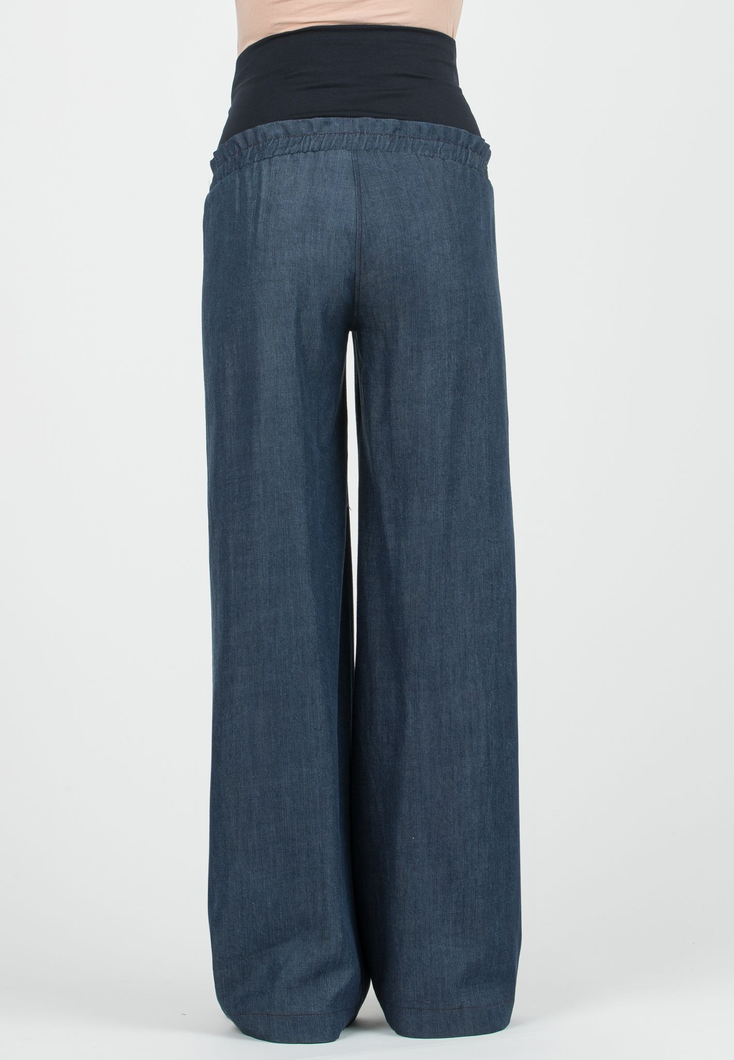 GUENDALINA J - Maternity Wide-Leg Jeans with Low Waist in Lyocell (Blu Scuro)