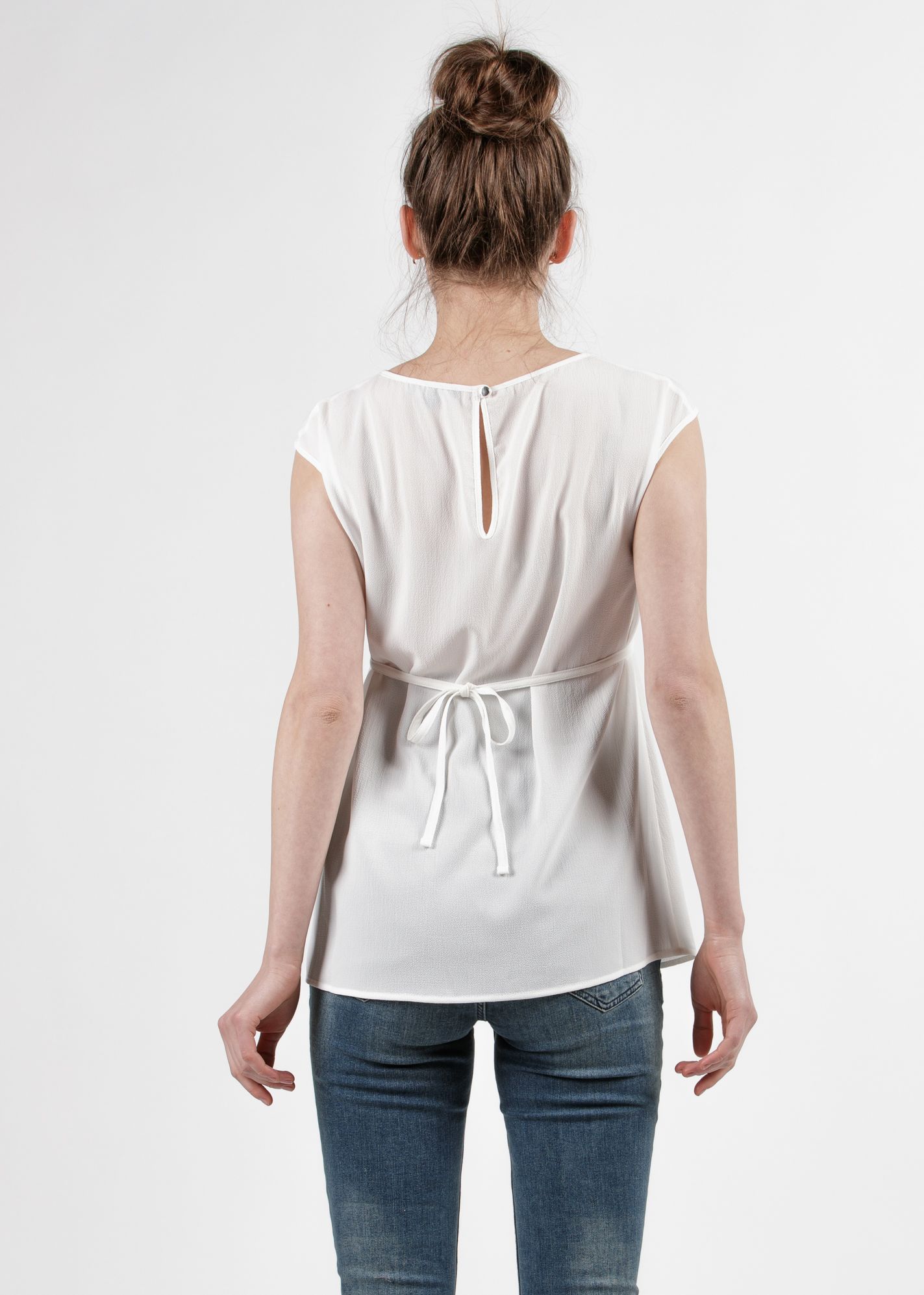 Maternity Blouse with Front String (Ivory, XS)