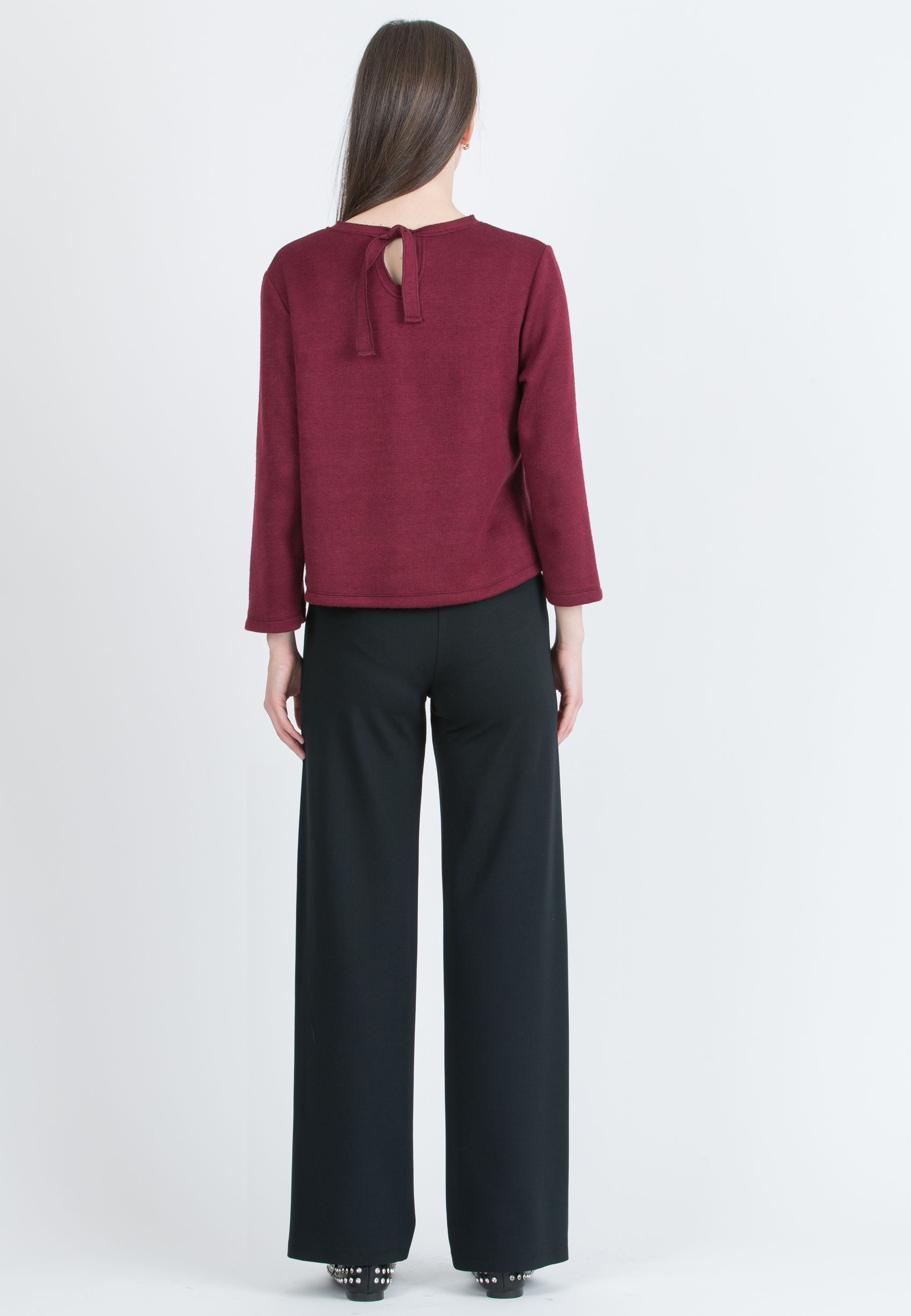 KIMBERLY P - Pantalone Premaman Palazzo in Punto Milano Invernale (Nero)