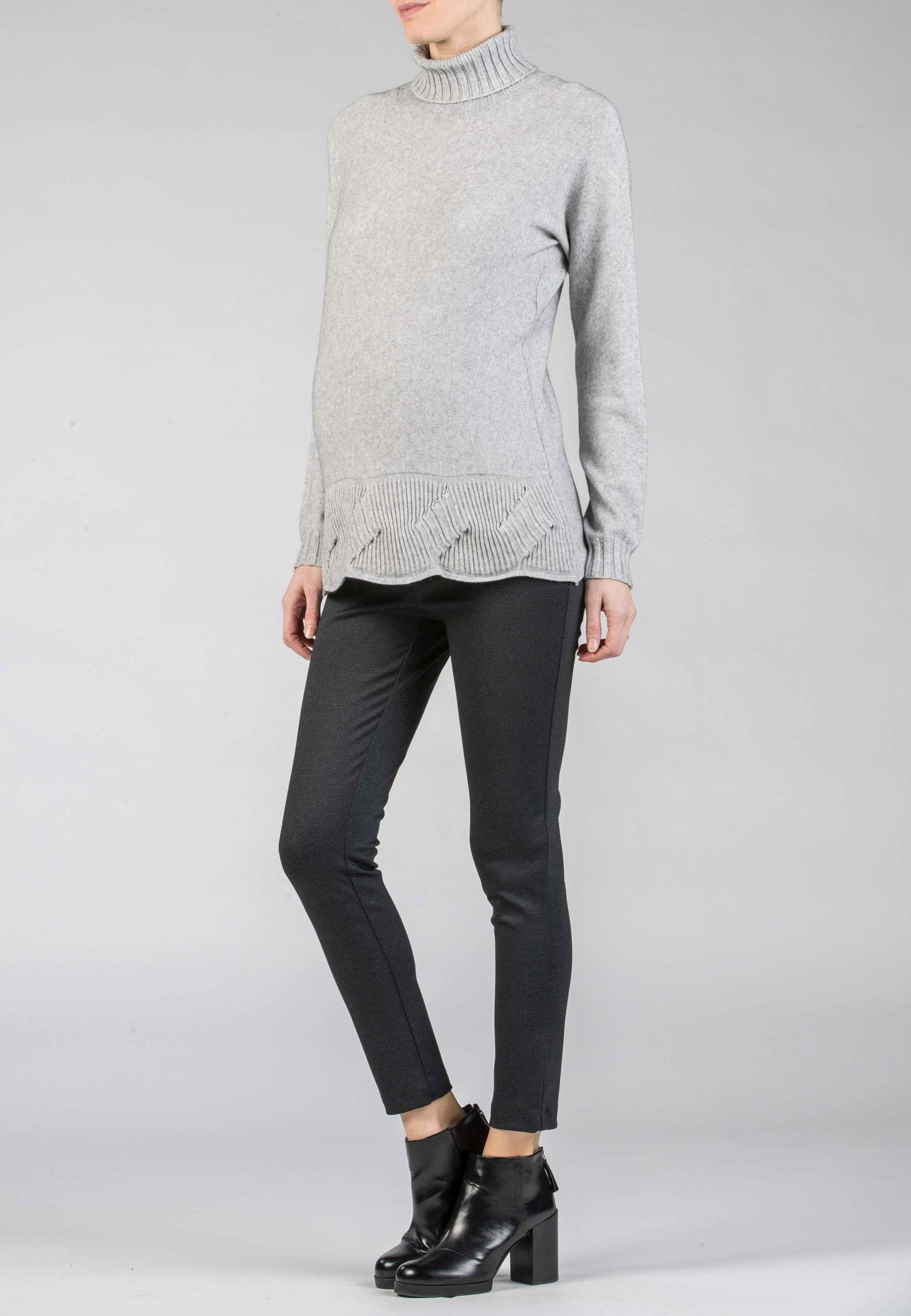 Leggings Premaman Fantasia Spigato (Grigio Medio, XS)