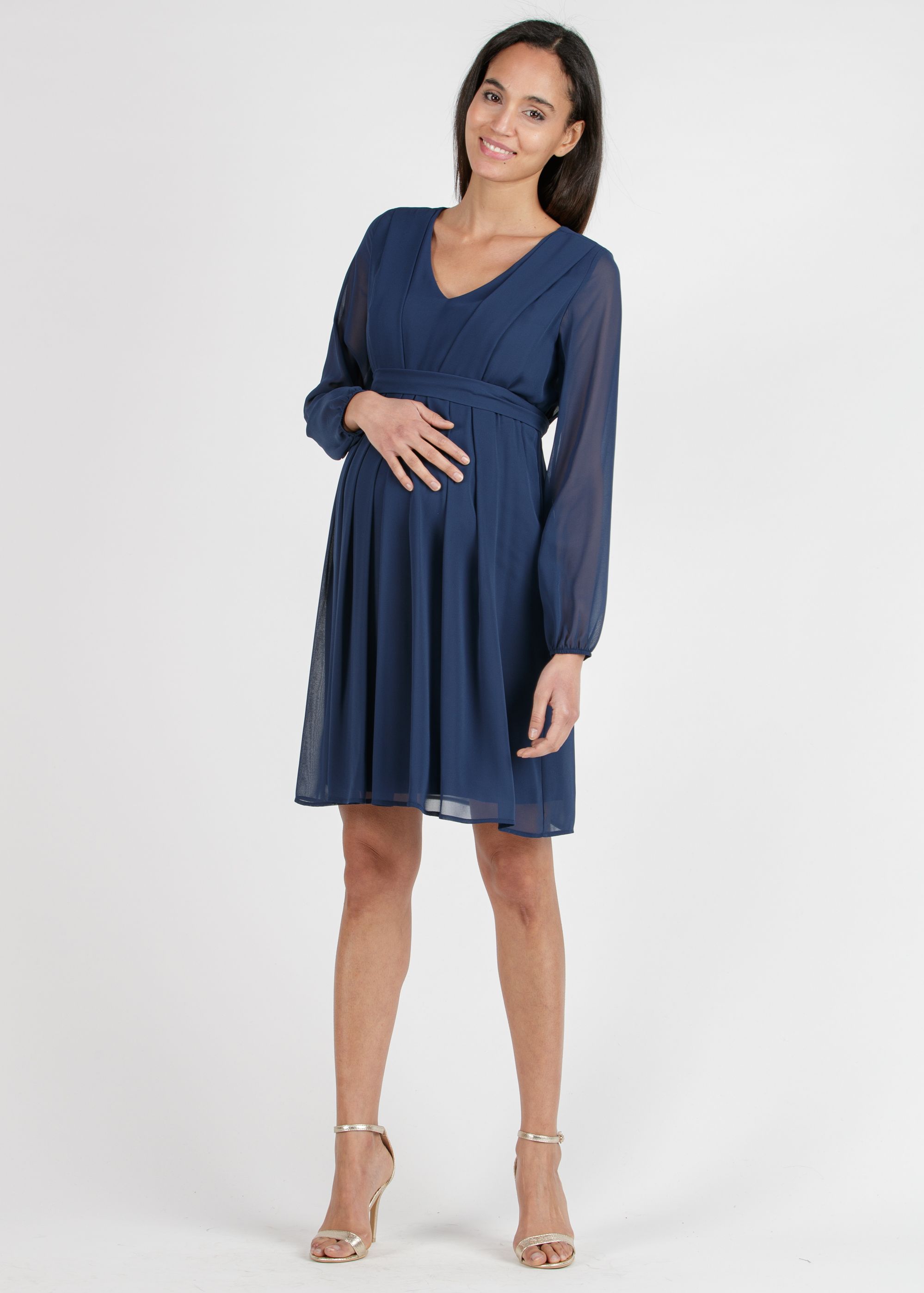 SARA - Maternity & Nursing Dress in Chiffon (dust, XS)