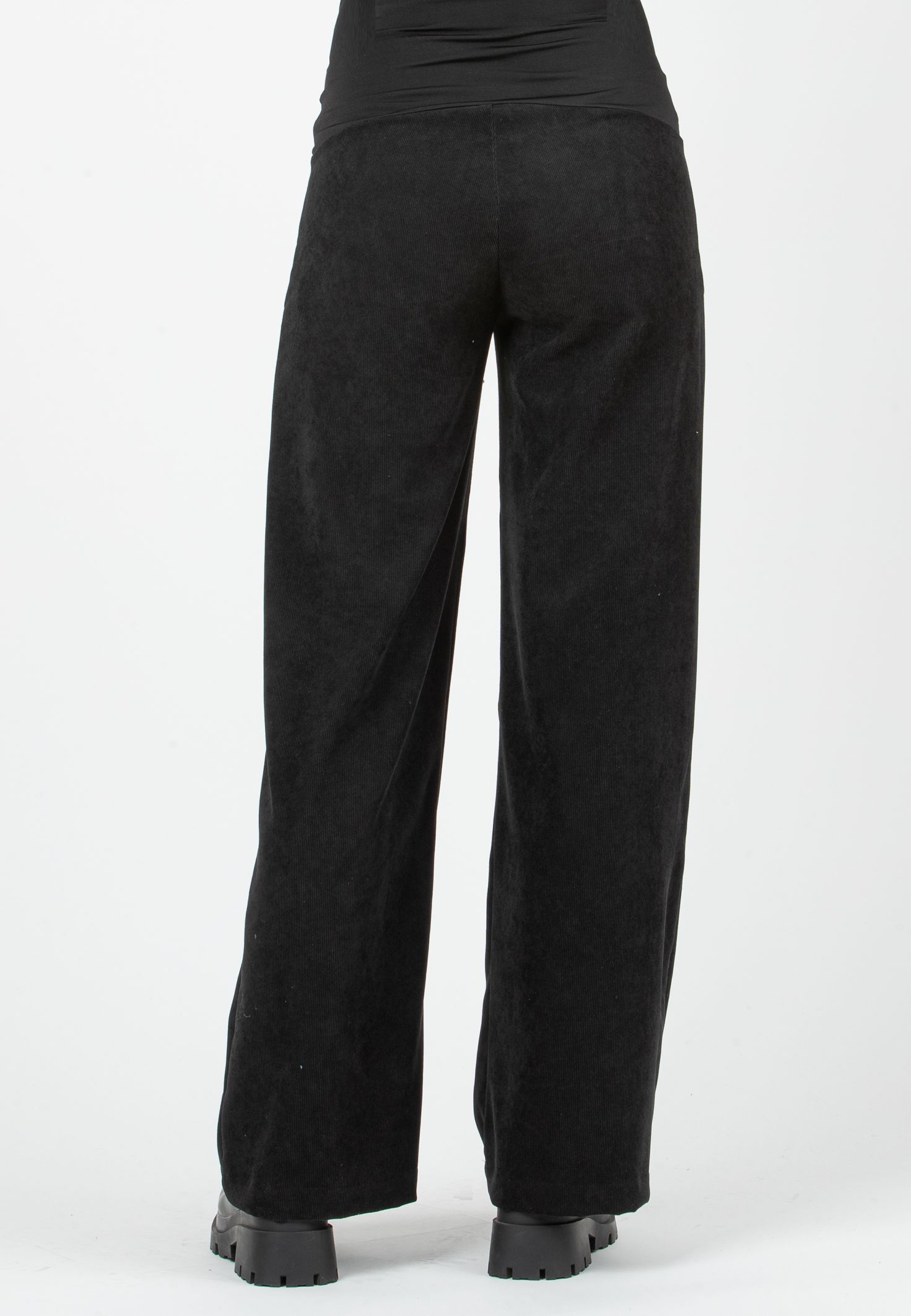 WINONA V - Palazzo Maternity Trousers in Soft Corduroy (Nero)