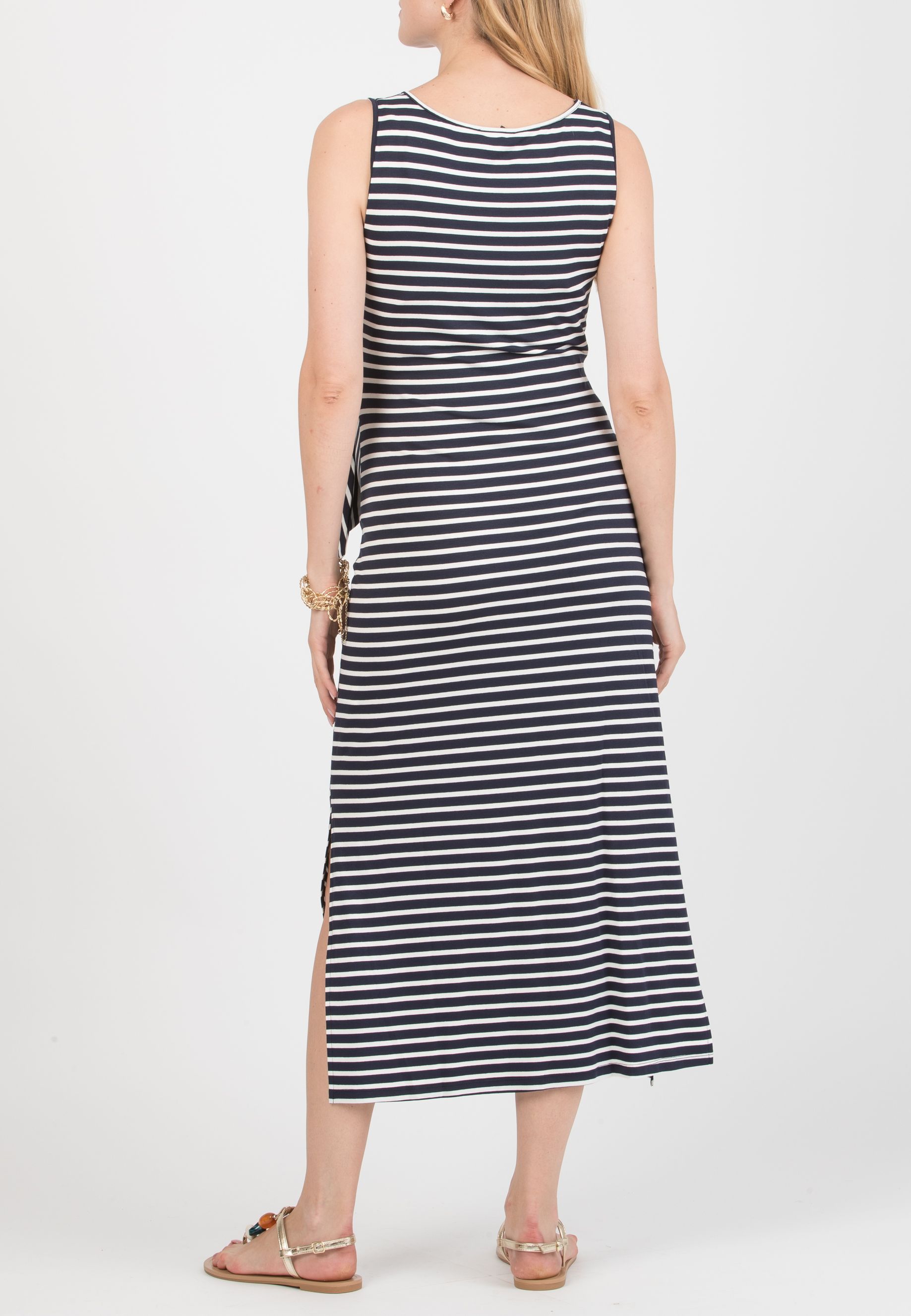 KAREN R - Abito Premaman a Righe con Nodo Laterale (Blu Scuro, XS)