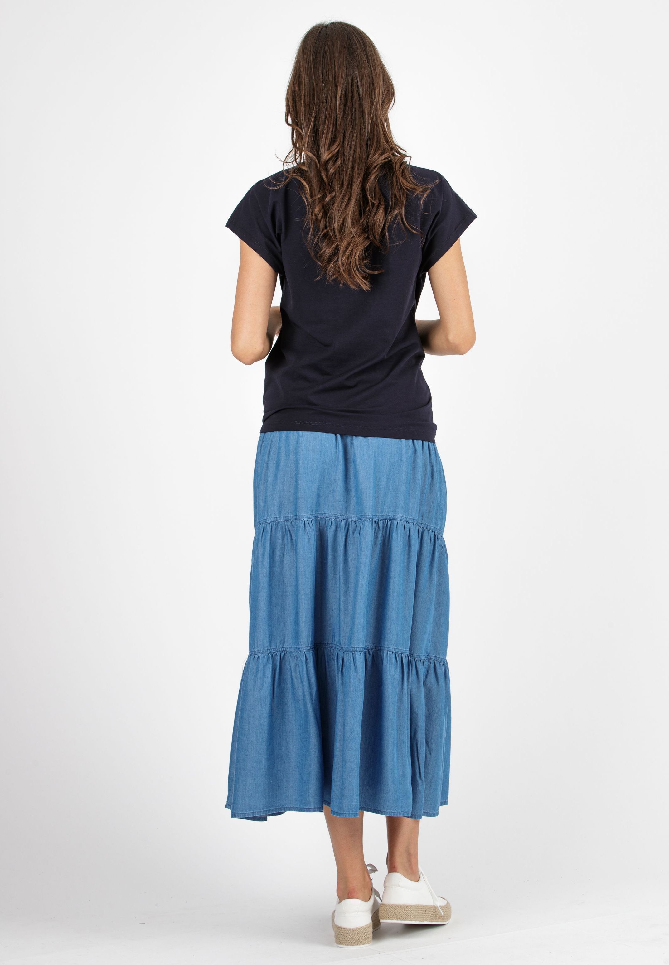 URSULA - Maternity T-shirt with Knot on Side (Blu)