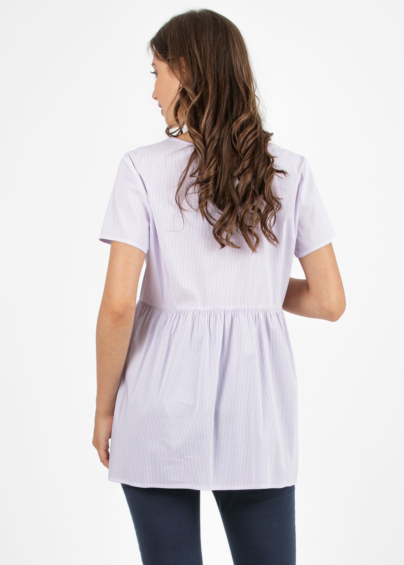Striped Maternity & Nursing Blouse in Poplin (Glicine)