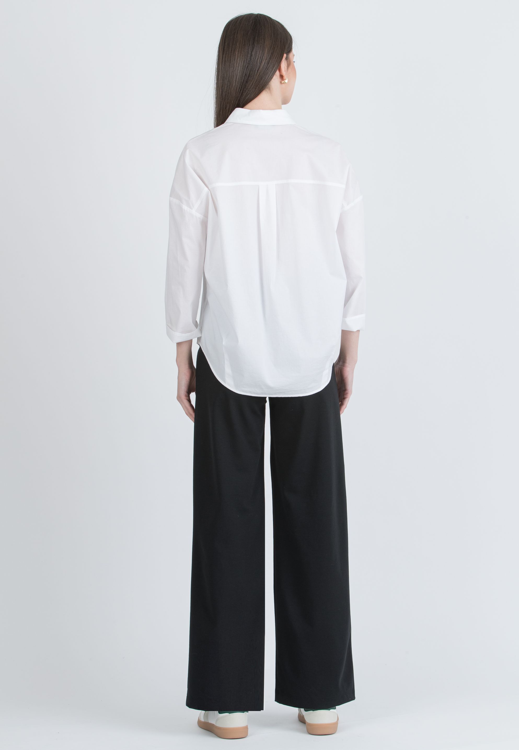 KIMBERLY - Palazzo Maternity Trousers in Summer Cotton Ponte Fabric (Black, XS)