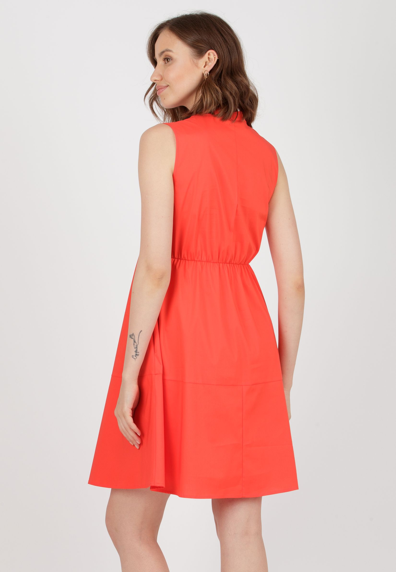 FLORENCE - Maternity Dress in Stretch Cotton with Flared Skirt (Orange, XS)