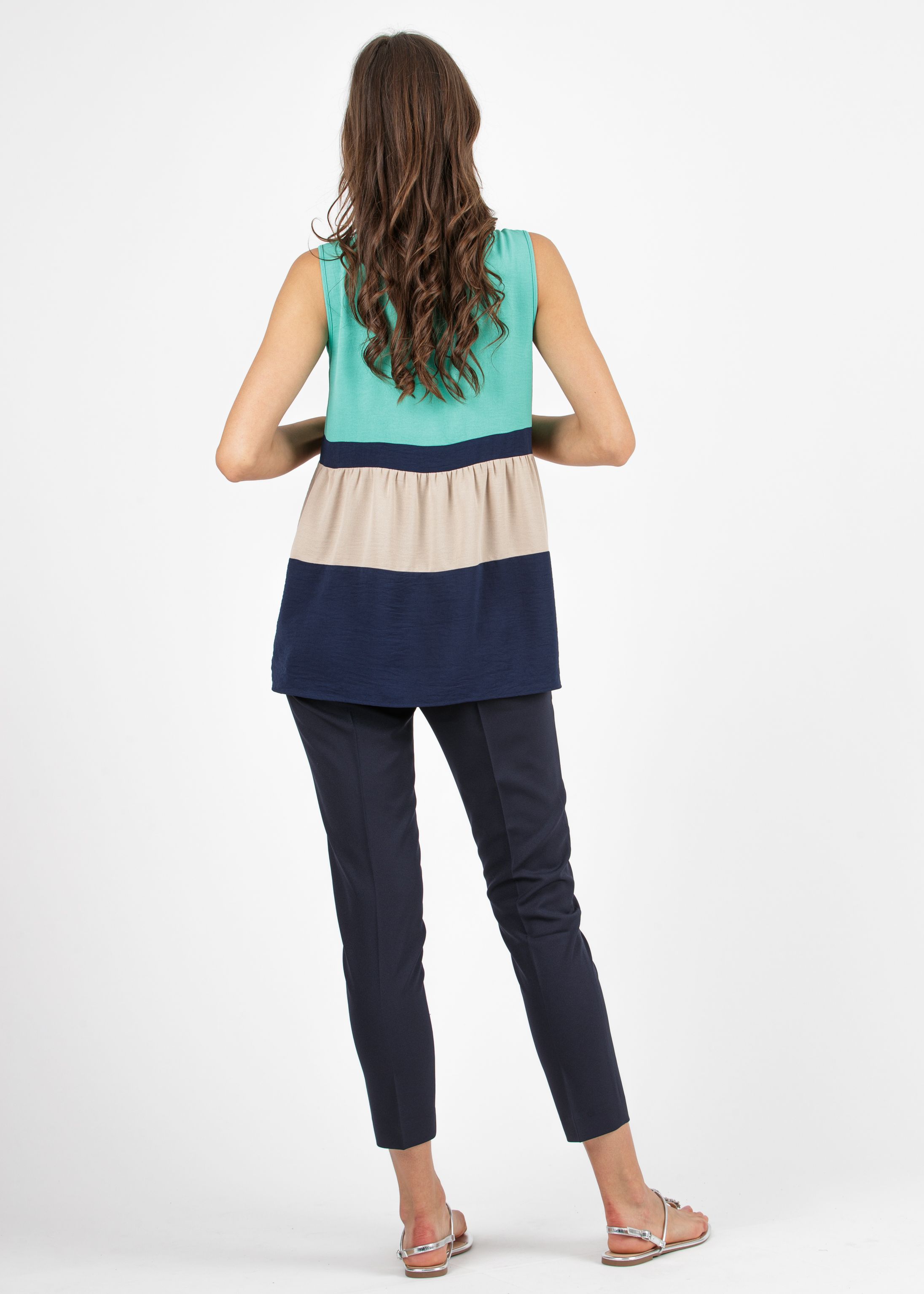 TABATA - Maternity Slim Trousers in Cady Fabric (Blue, XS)