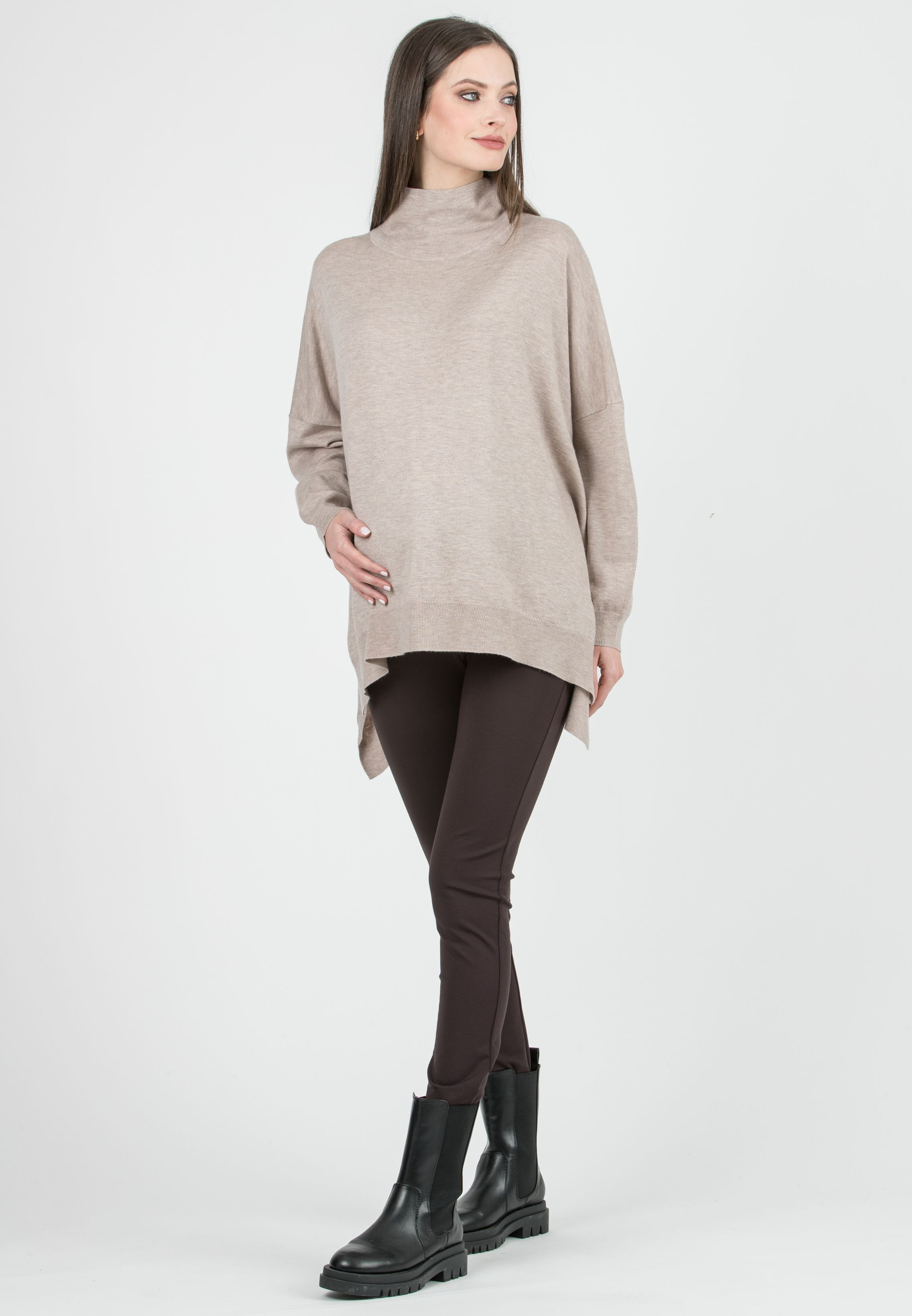 CRIS - Leggings Premaman in Punto Milano Tecnico (Marrone)