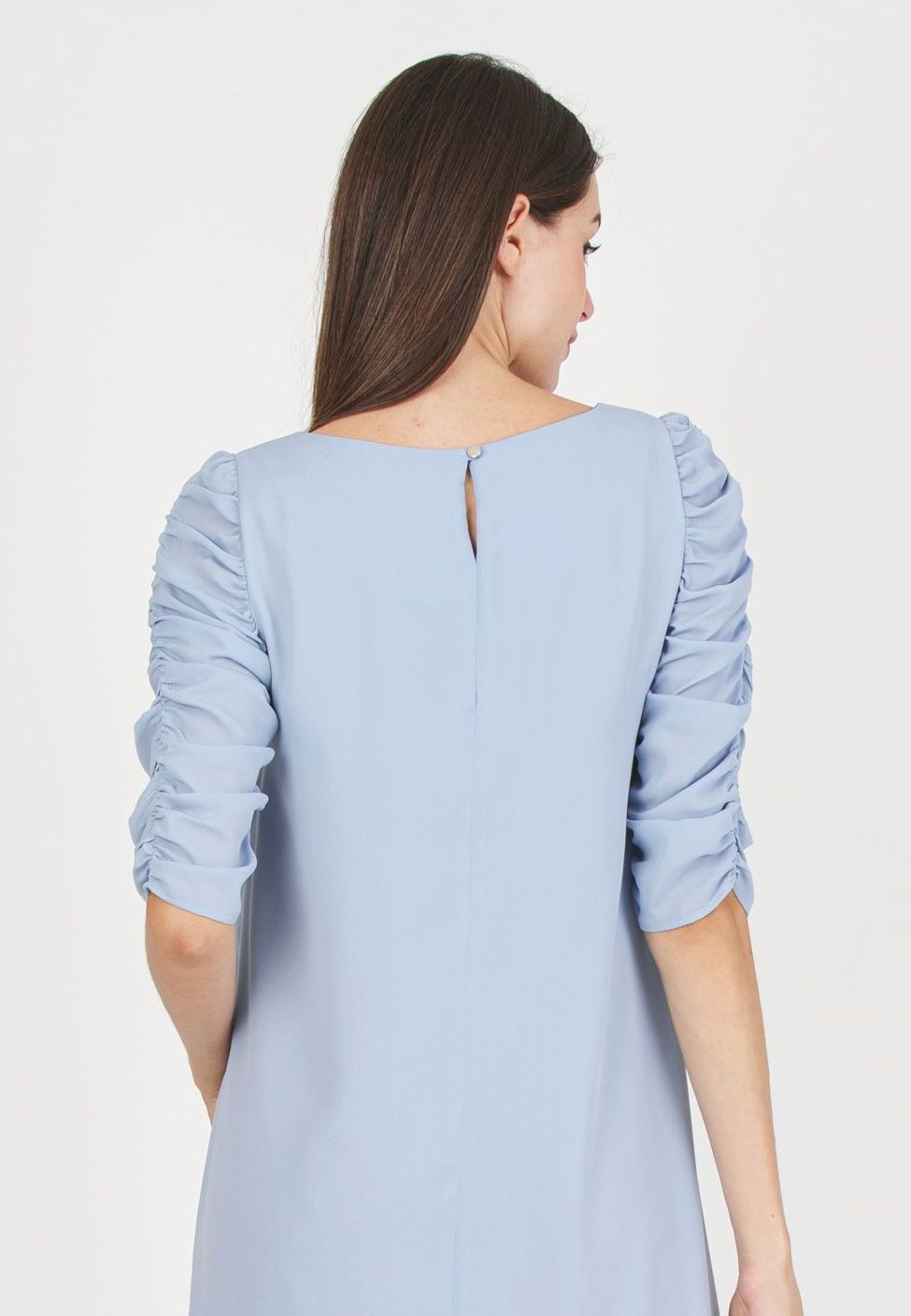 NANCY - Abito Premaman con Manica Arricciata (Grigio Perla, XS)