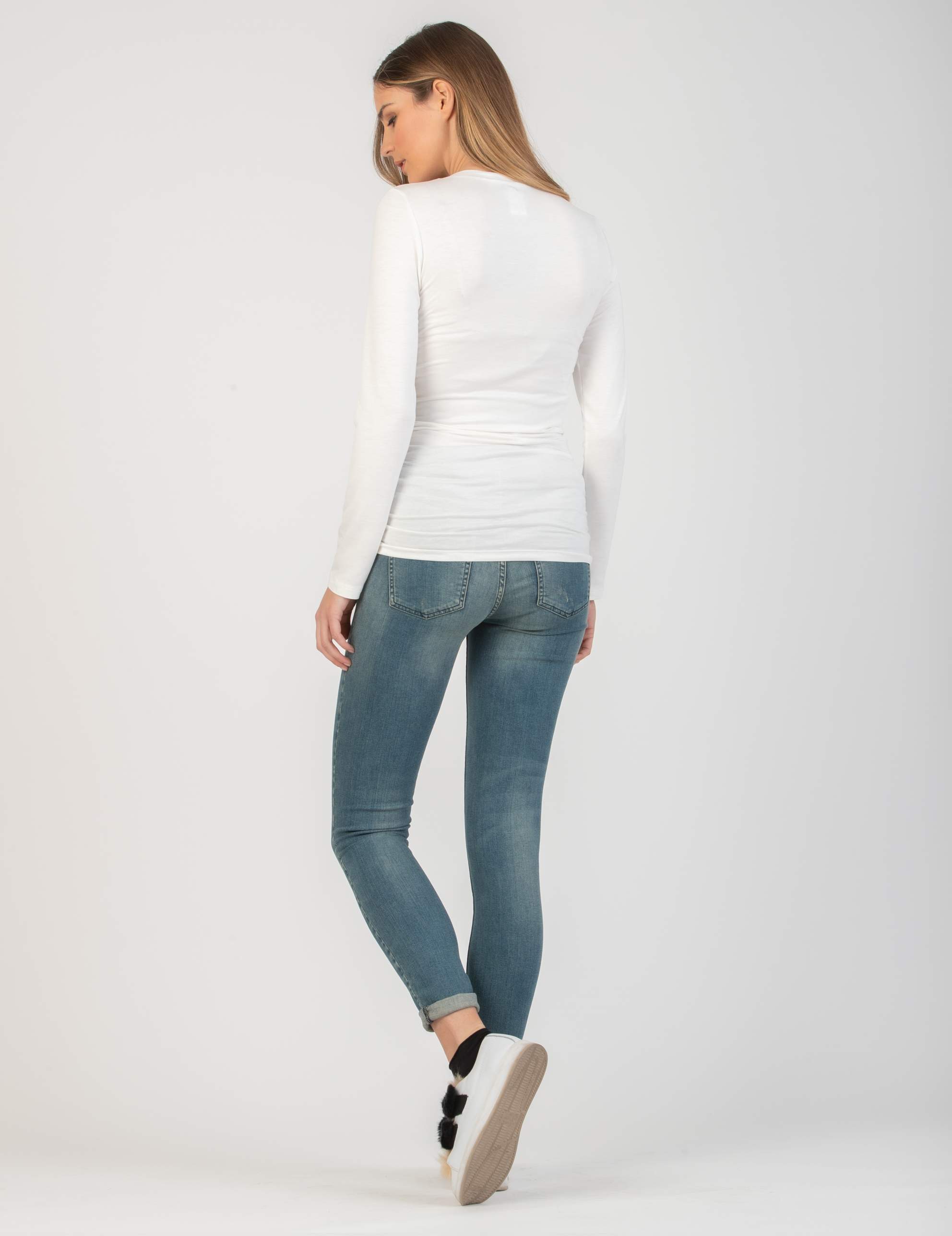 ELLEN - Maglietta Premaman con Lati Arricciati (Avorio, XS)