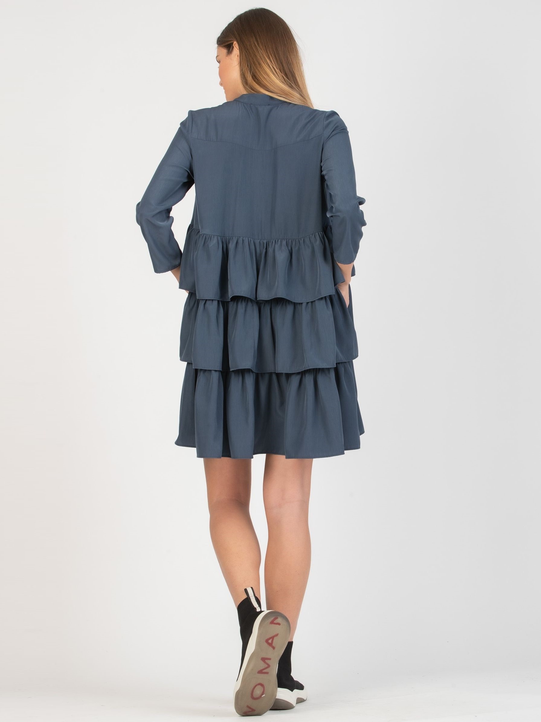 Abito Premaman & Allattamento in Raso con Maxi Balze (Denim, XS)