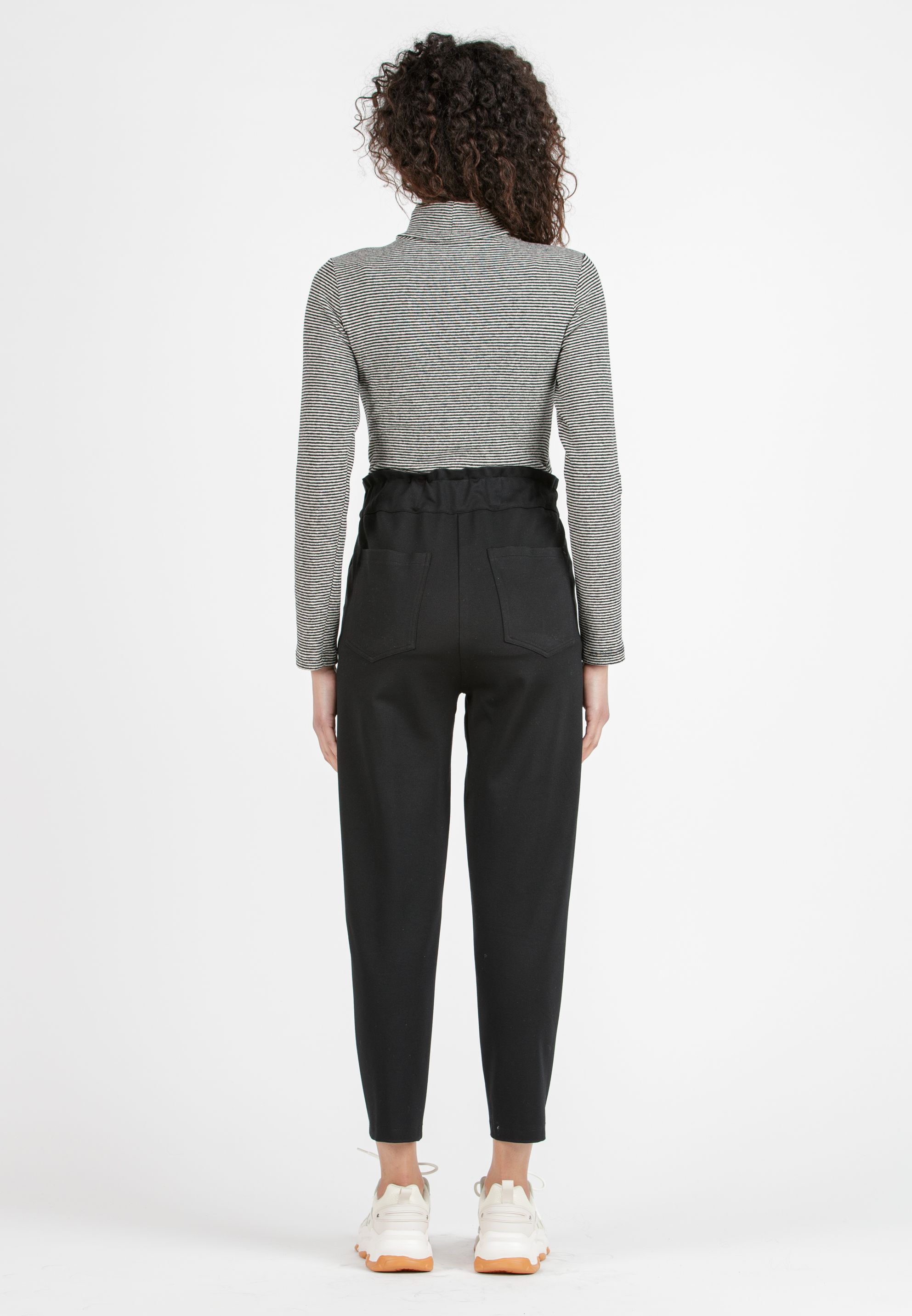 CLARA - Maternity Paperbag Trousers with Elastic Waistband (Black, XS)