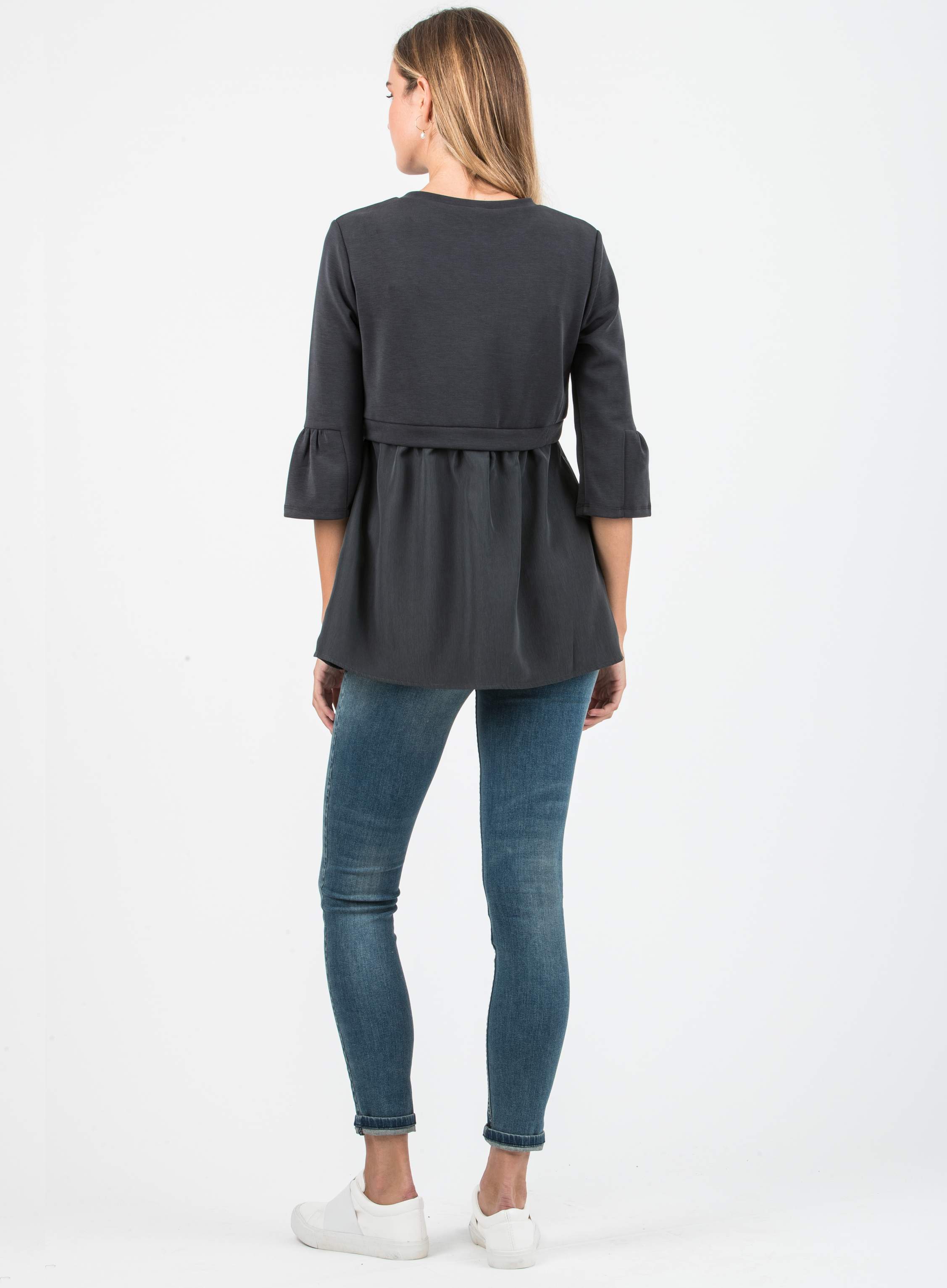 KYLIE - Maglia Premaman & Allattamento in Modal e Raso (Antracite, XS)