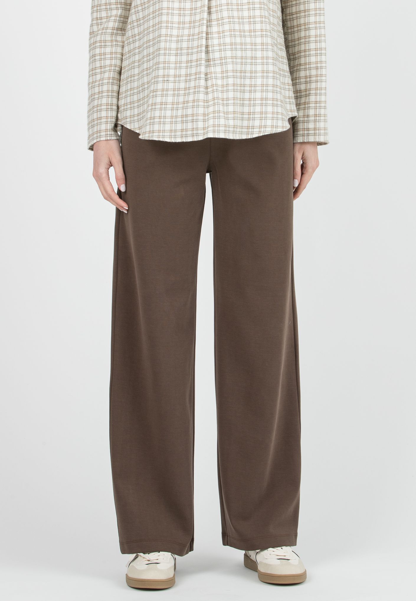 KIMBERLY M – Straight Maternity Trousers in Modal Ponte Fabric (Nocciola)