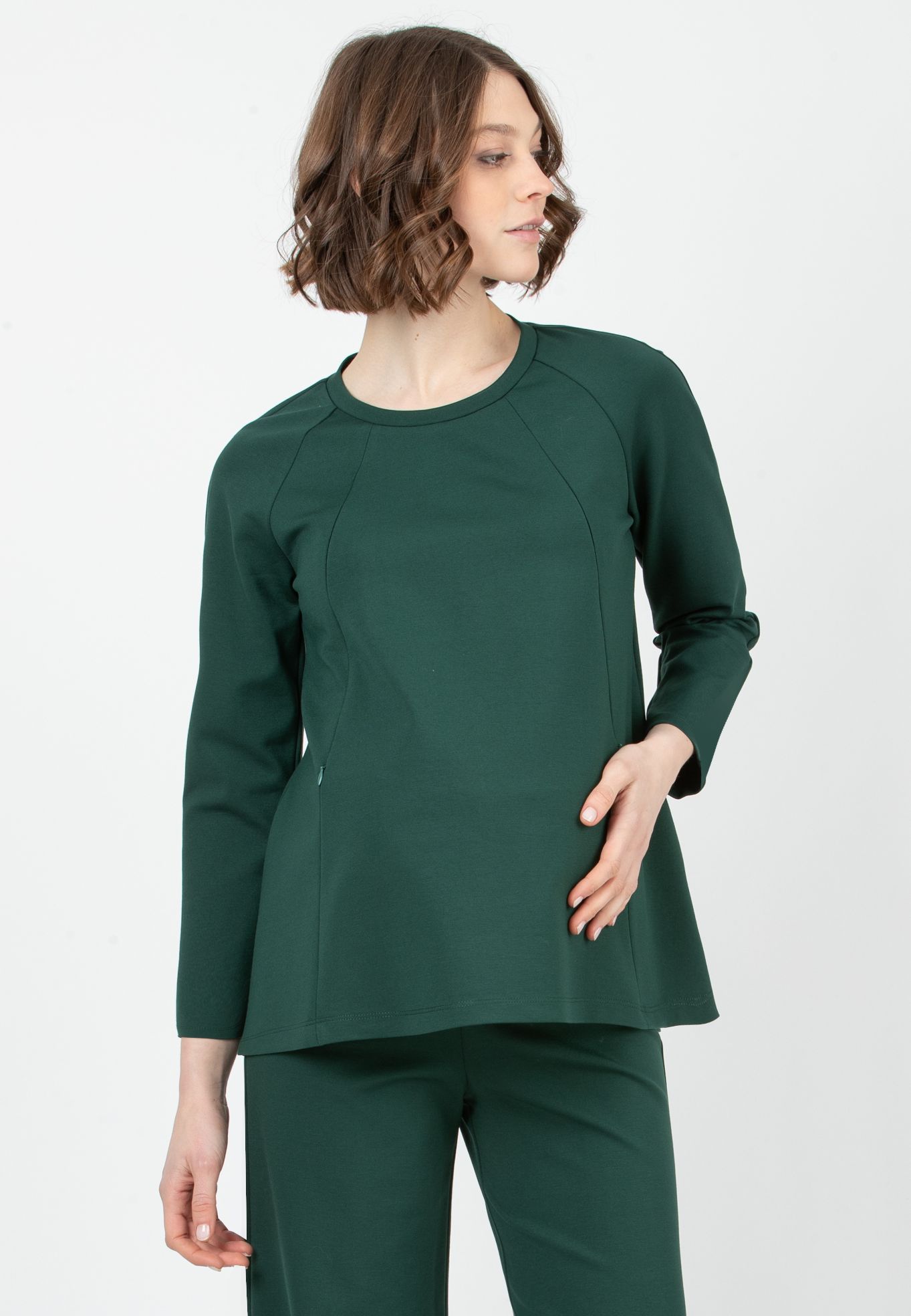 ALY - Maternity & Nursing Sweatshirt with Raglan Sleeve (Green, XS)
