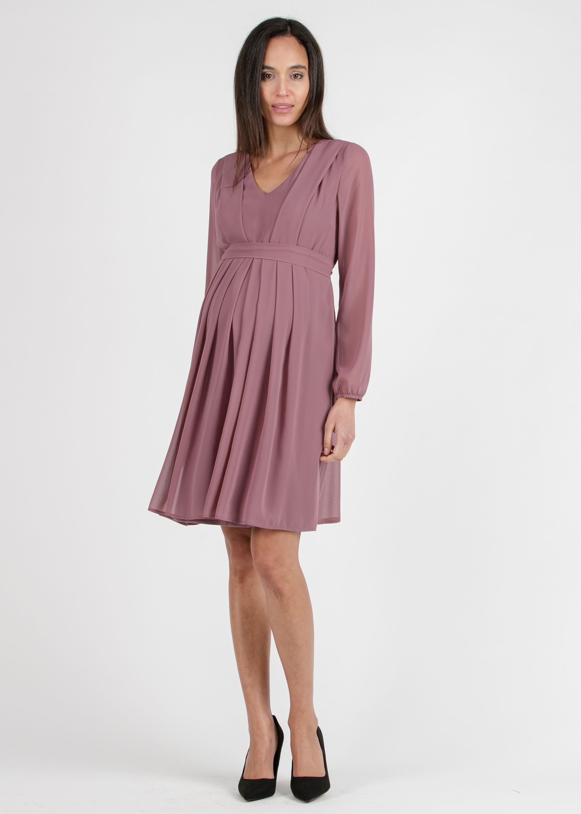 SARA - Abito Premaman & Allattamento in Chiffon (Cipolla, XS)