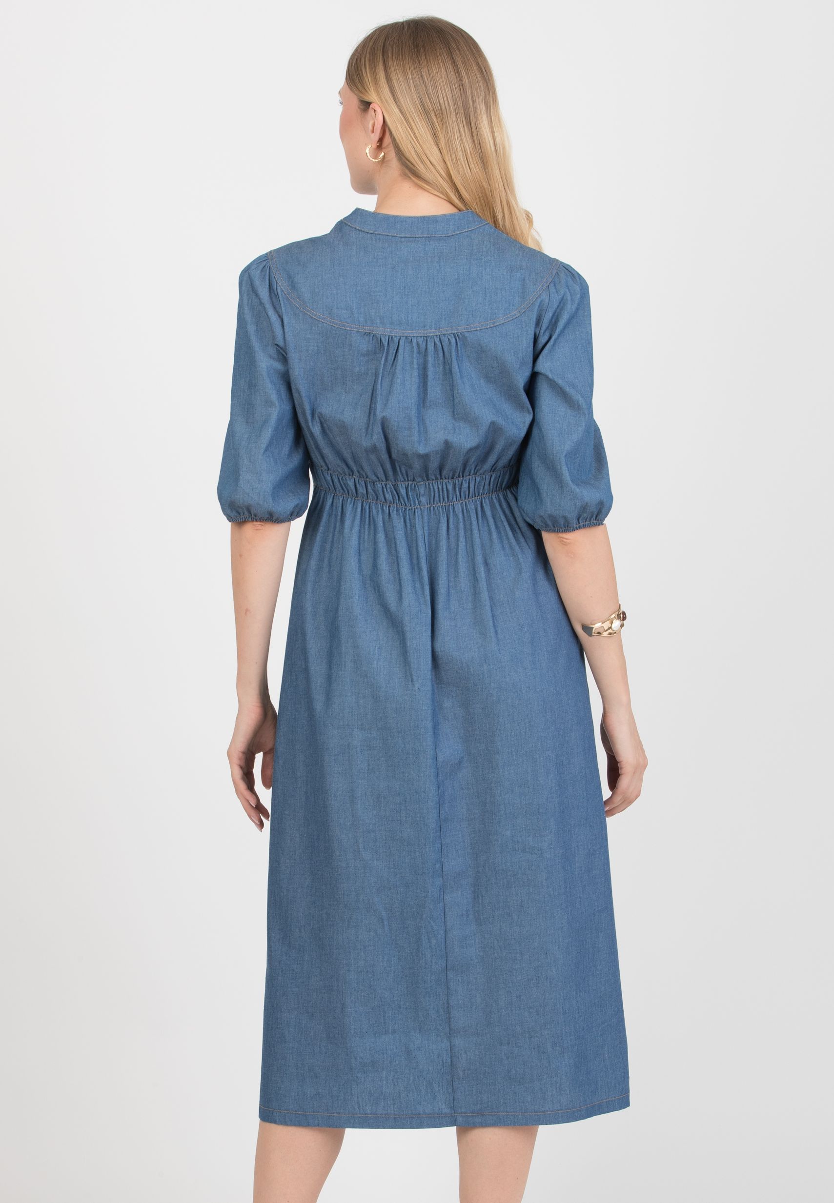 LOREN - Abito Premaman & Allattamento in Denim con Bottoncini (Blu, XS)