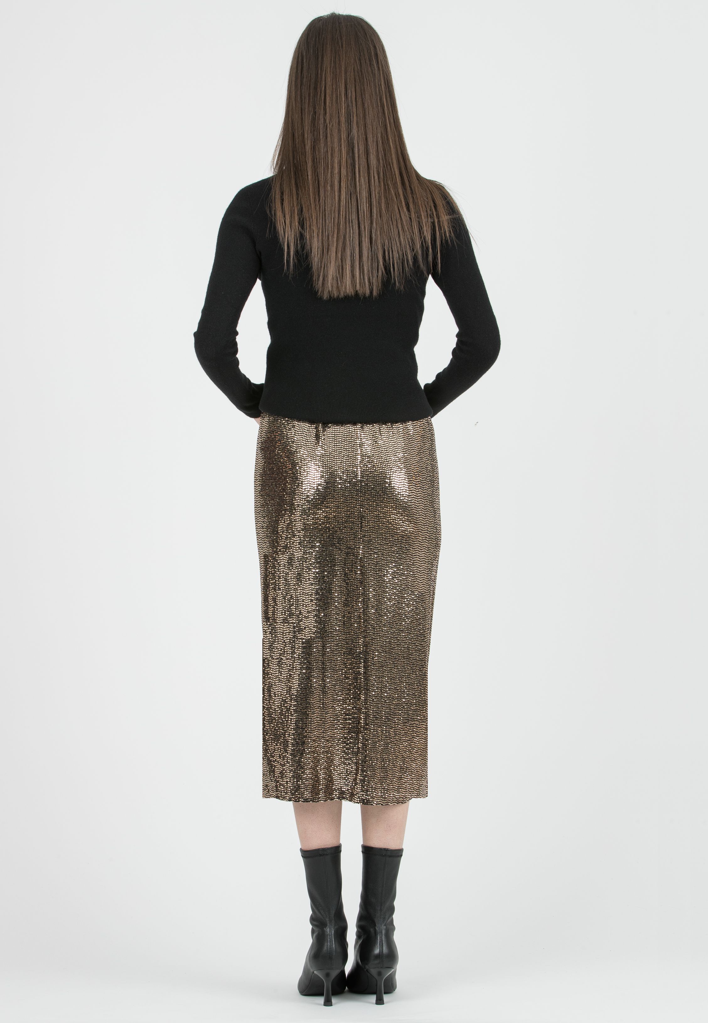 VERA P - Sequin Pencil Skirt (Giallo Ocra)