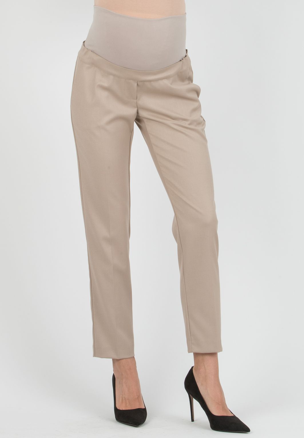 NAOMI - Pantalone Premaman da Ufficio in Morbida Flanella (Beige)