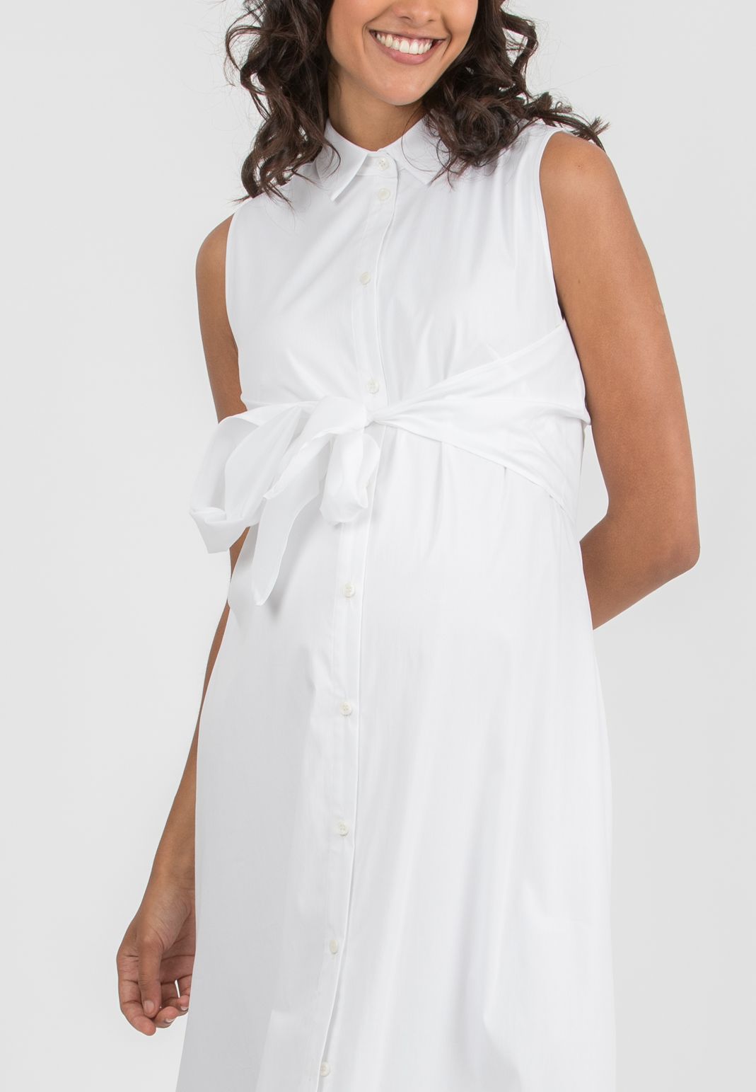 MICHELA - Abito Premaman & Allattamento Stile Camicia (Avorio, XXS)